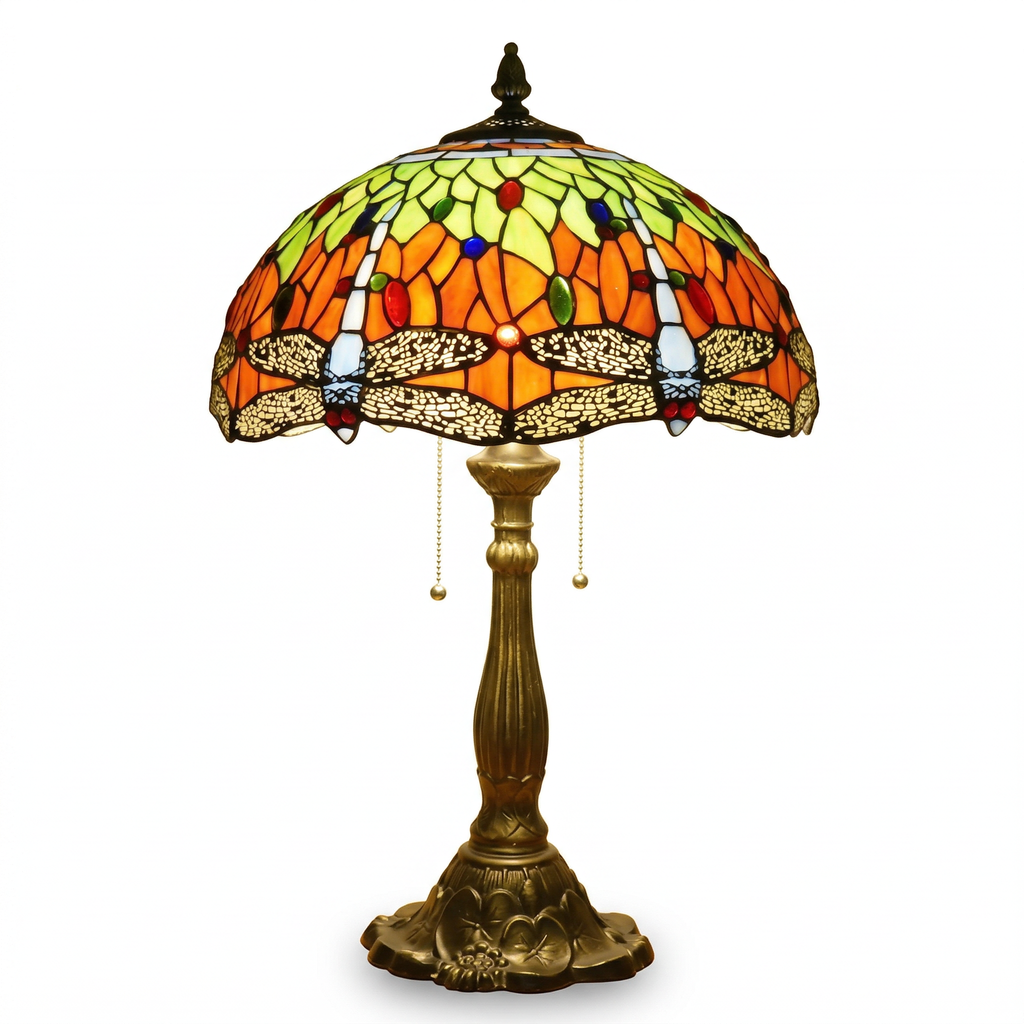 Tiffany Table Lamp - Amber Dragonfly 16"