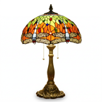 Tiffany Table Lamp - Amber Dragonfly 16"