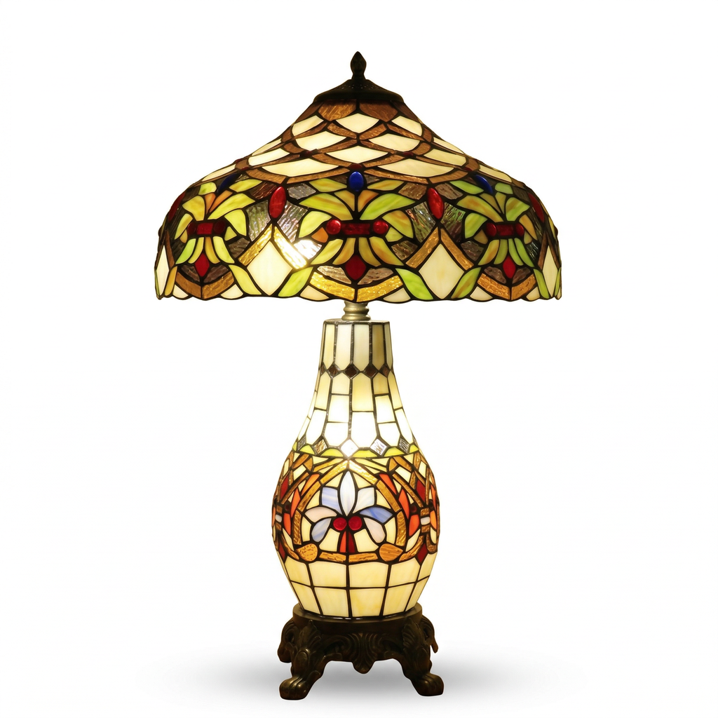 Tiffany Table Lamp - Amber Laurel 16"
