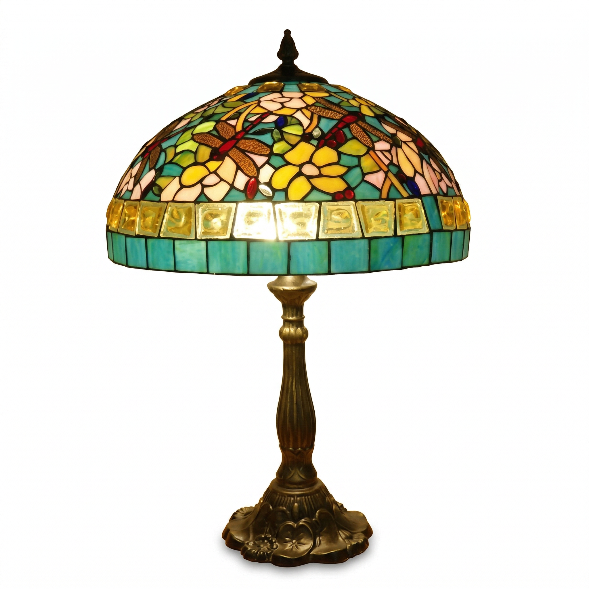 Tiffany Table Lamp - Emerald Dragonfly 18"