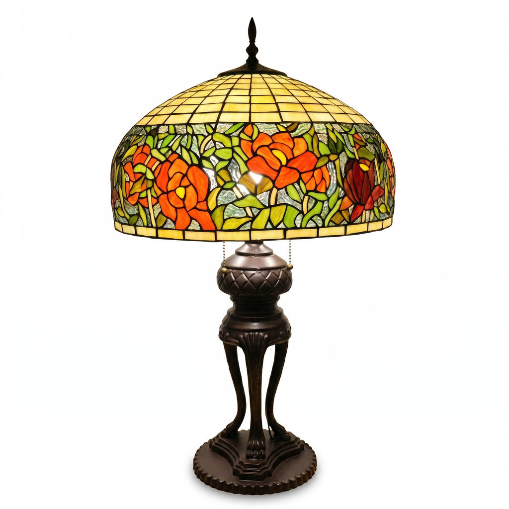 Tiffany Table Lamp - Autumn Rosefire 20"