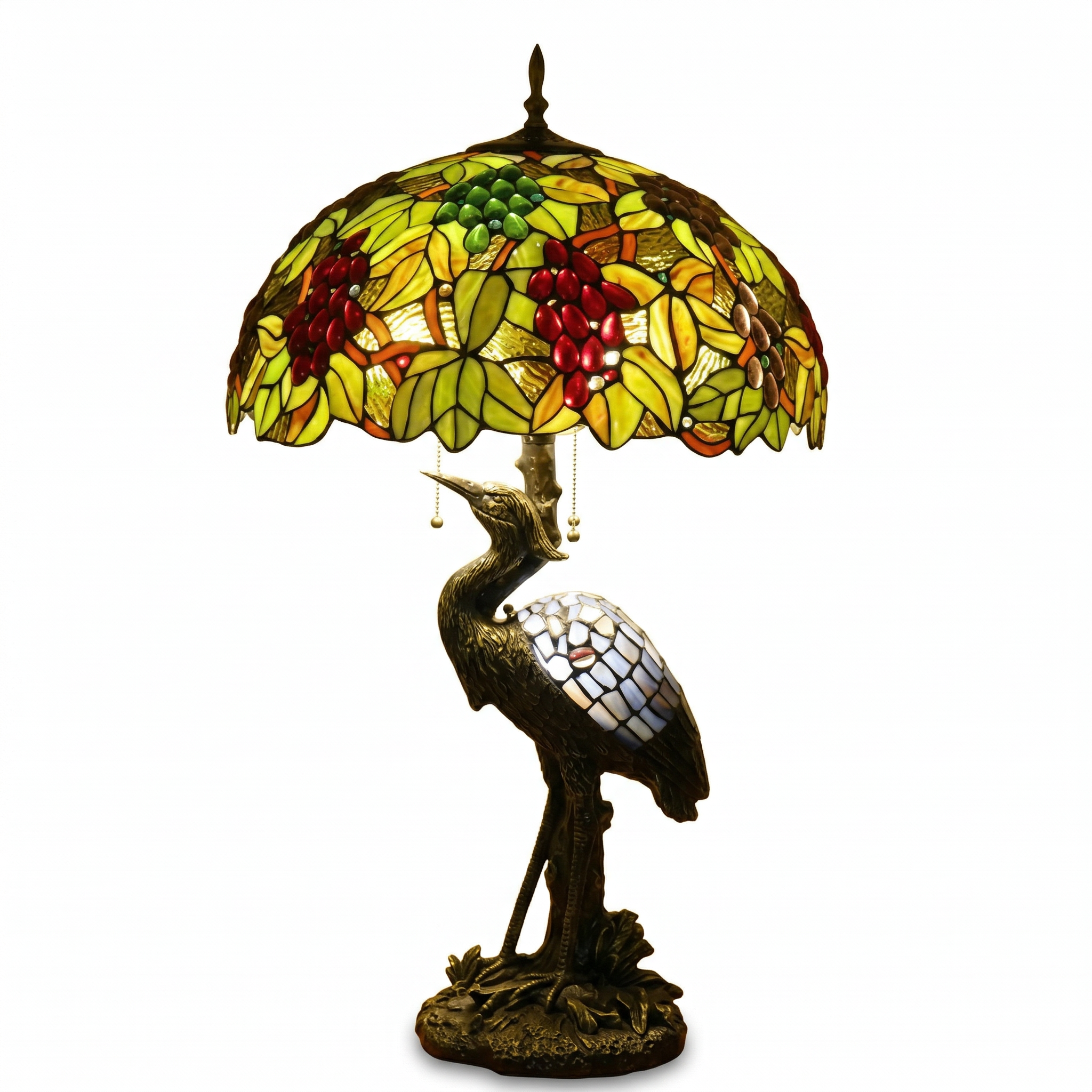 Tiffany Table Lamp - Vineyard Heron 20"