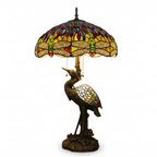 Tiffany Table Lamp - Golden Heron Dragonfly 20"