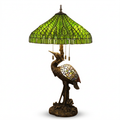 Tiffany Table Lamp - Emerald Canopy Heron 20"