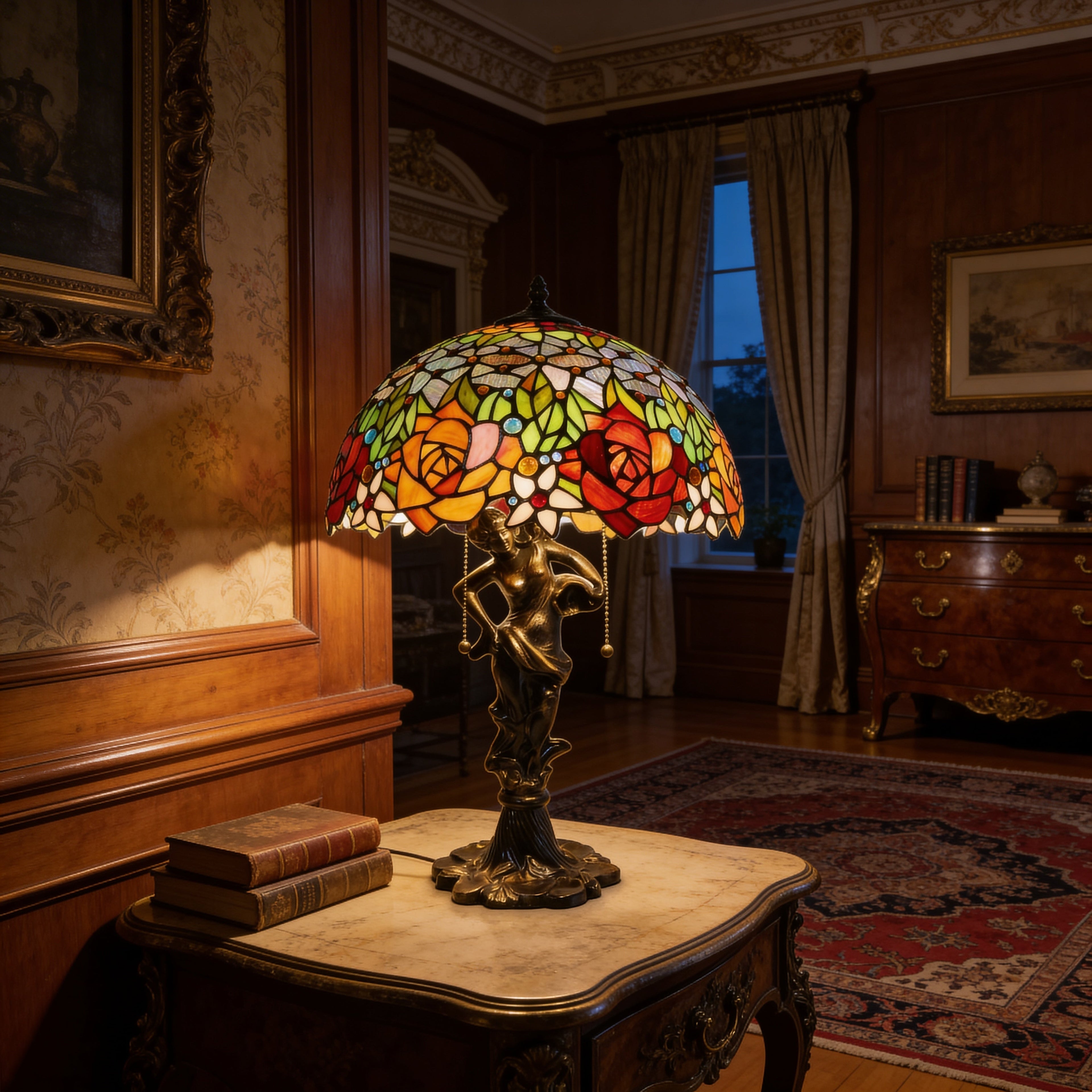 Tiffany Table Lamp - Rose Garden 16"