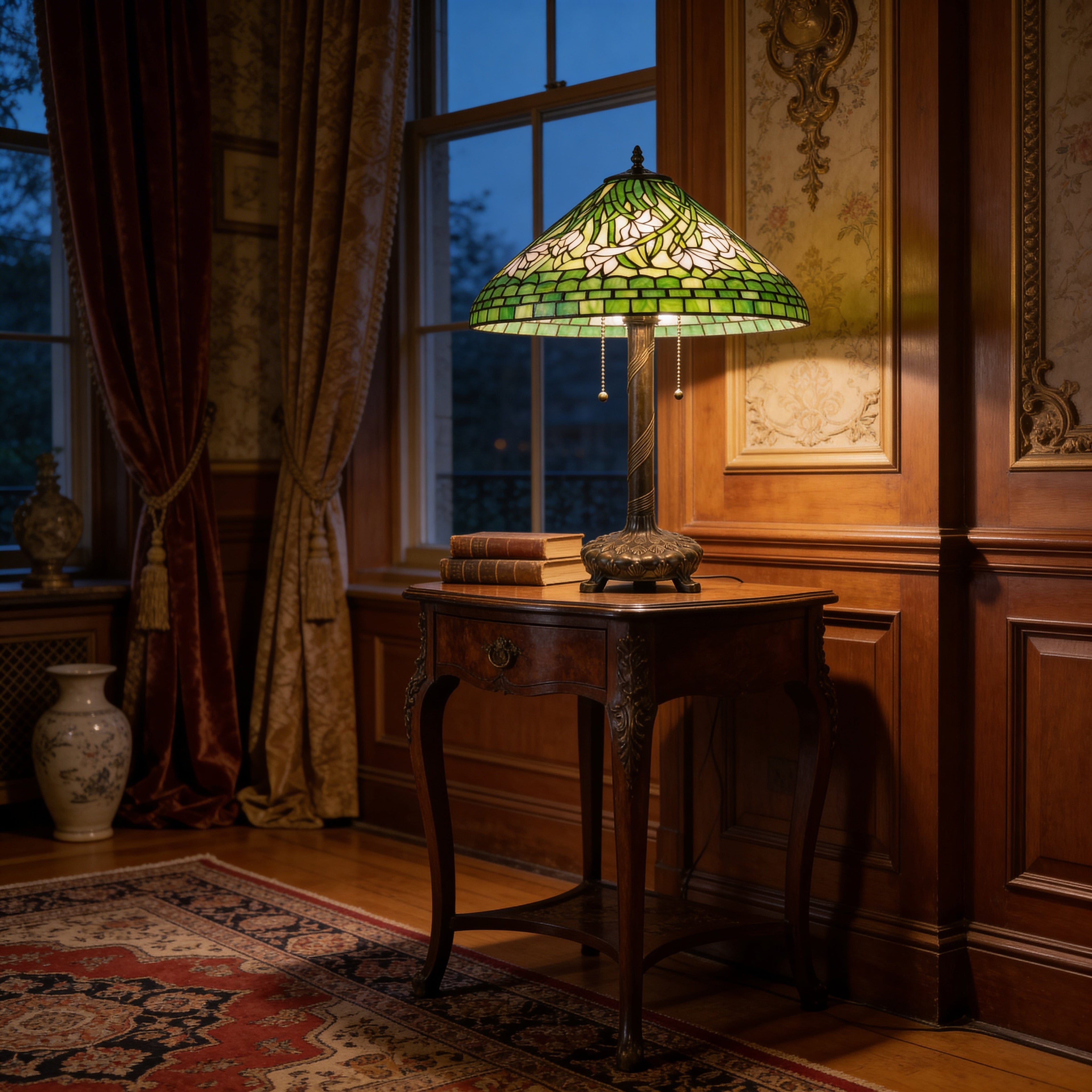 Tiffany Table Lamp - Green Vine 16"