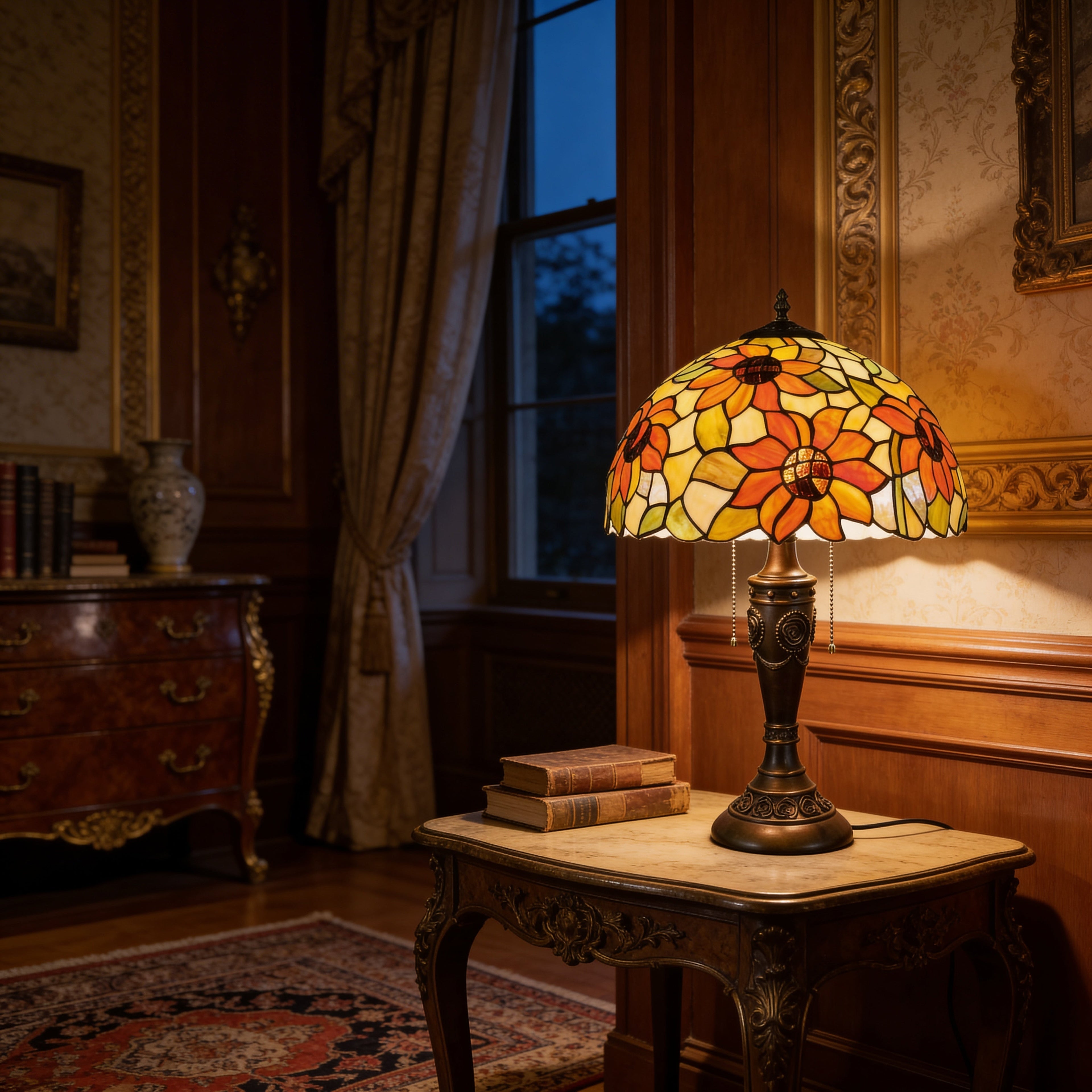 Tiffany Table Lamp - Golden Sunflower 16"