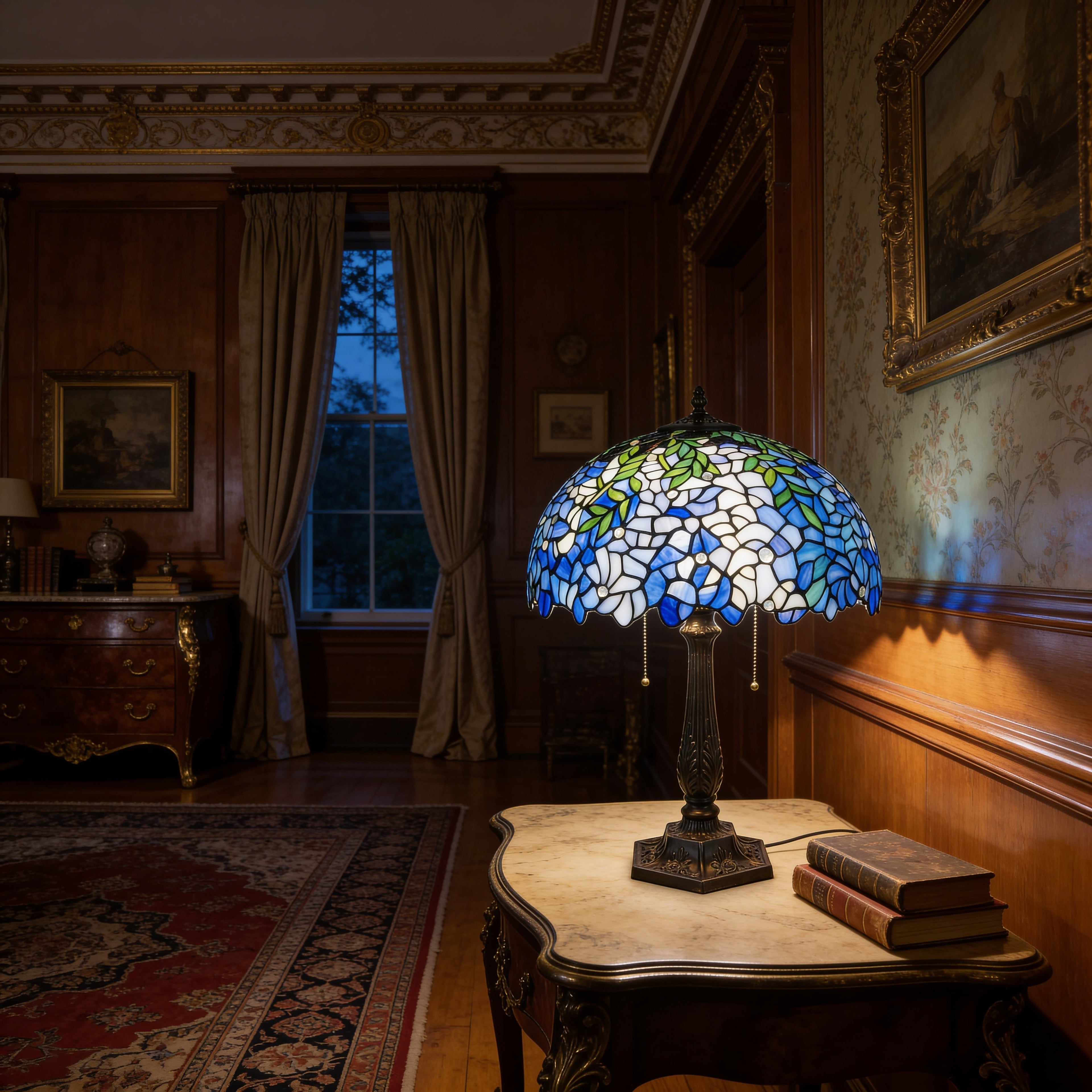 Tiffany Table Lamp - Blue Blossom 16"