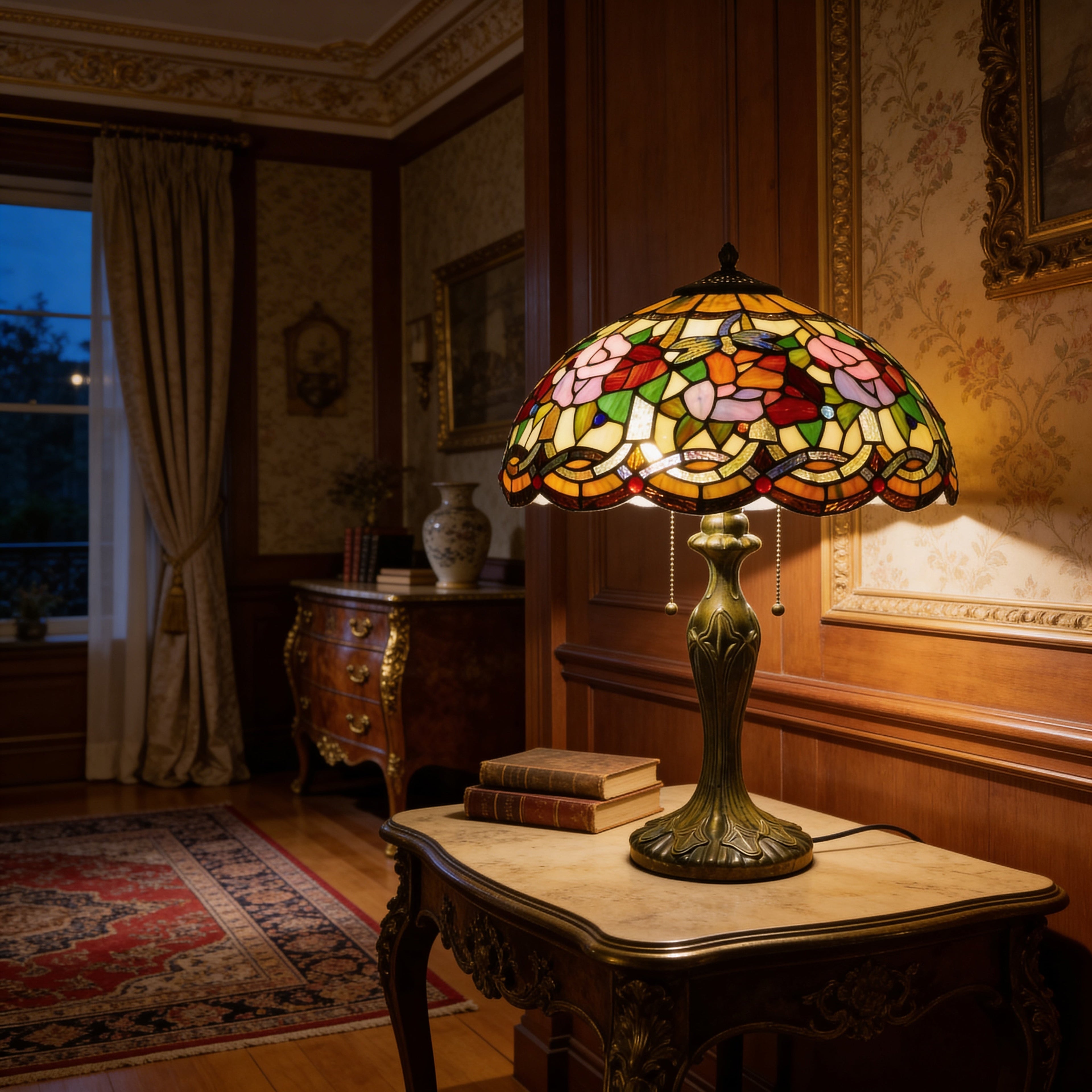 Tiffany Table Lamp - Rosewood Serenade 16"