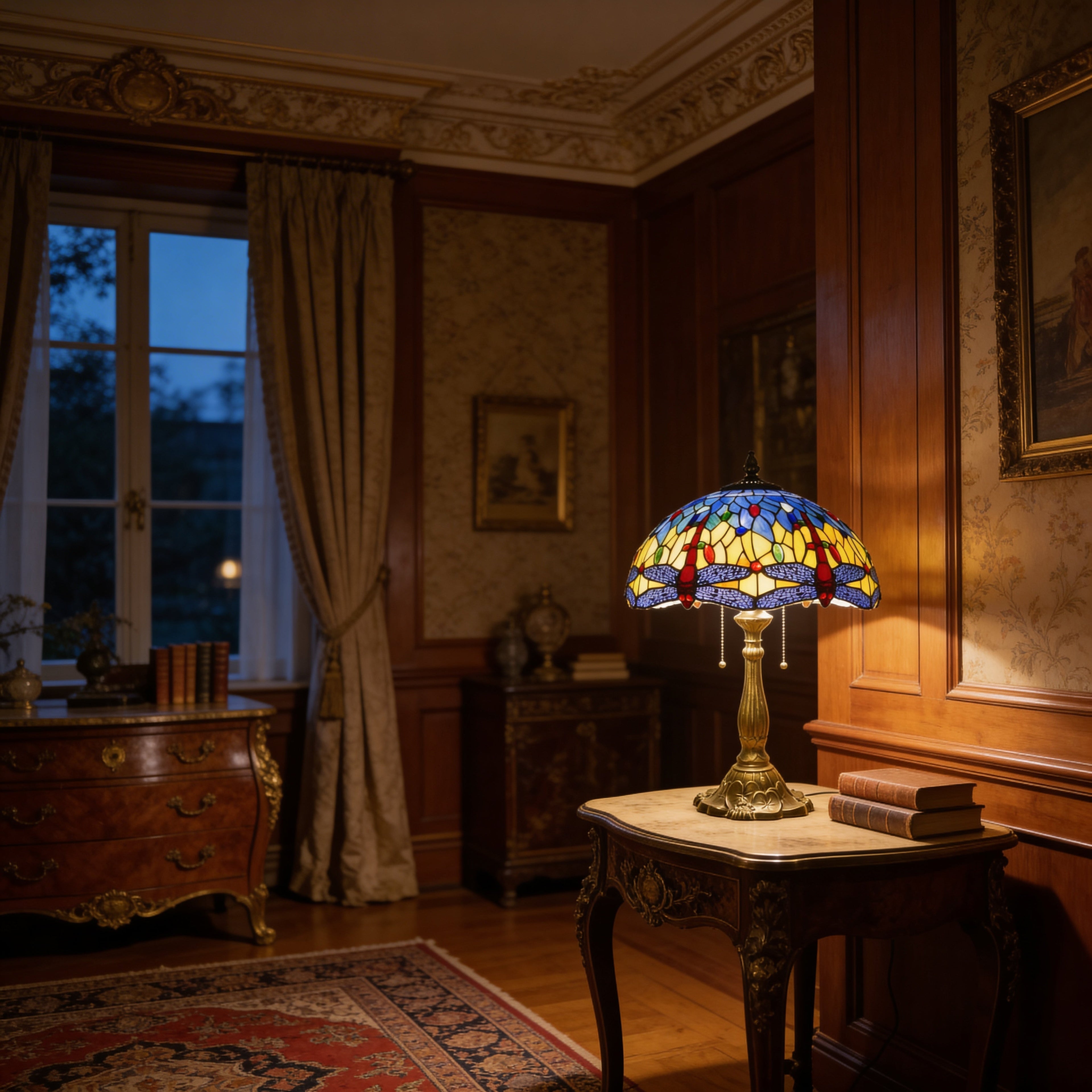 Tiffany Table Lamp - Aurora Dragonfly 16"