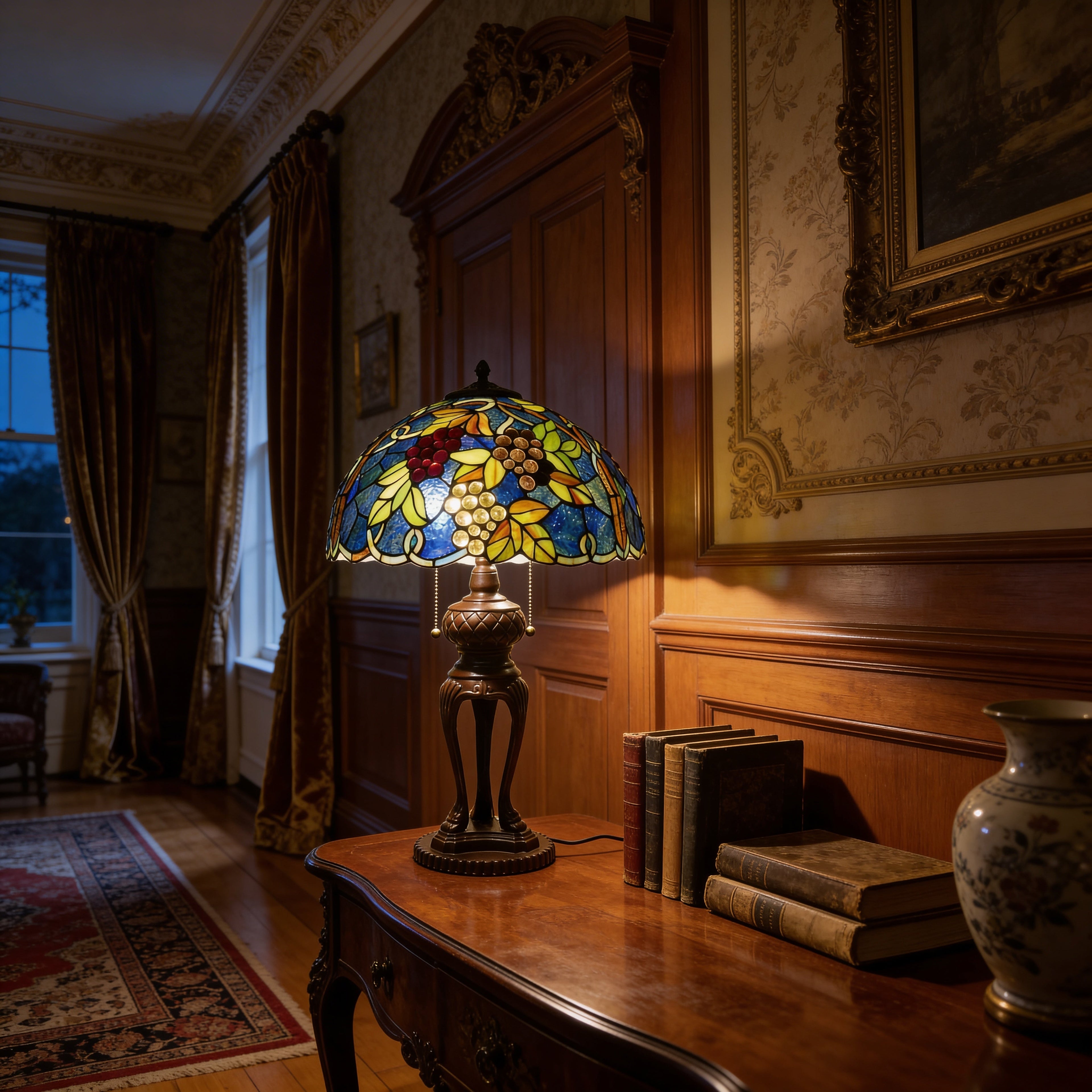 Tiffany Table Lamp - Midnight Vineyard 16"