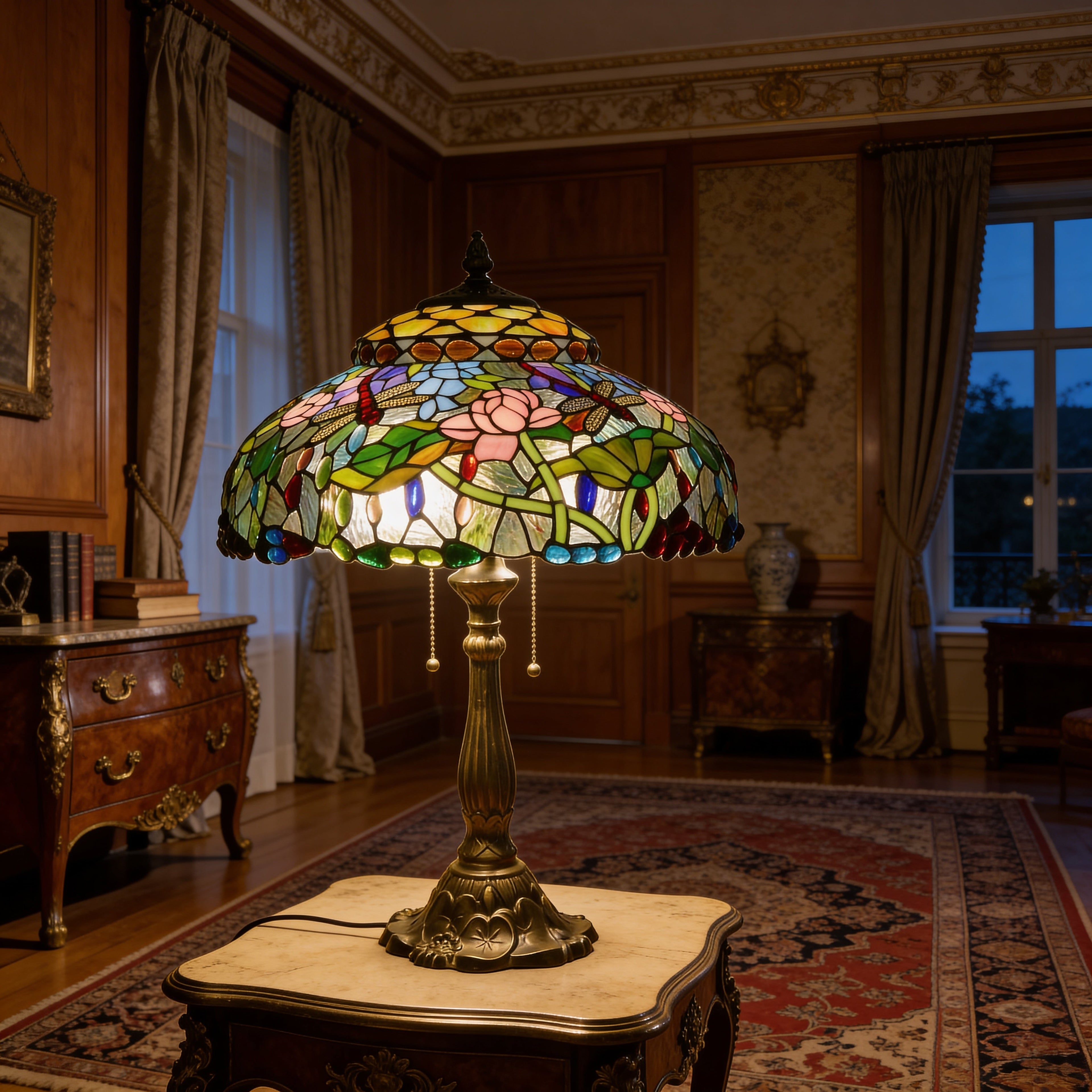 Tiffany Table Lamp - Lotus Meadow 18"