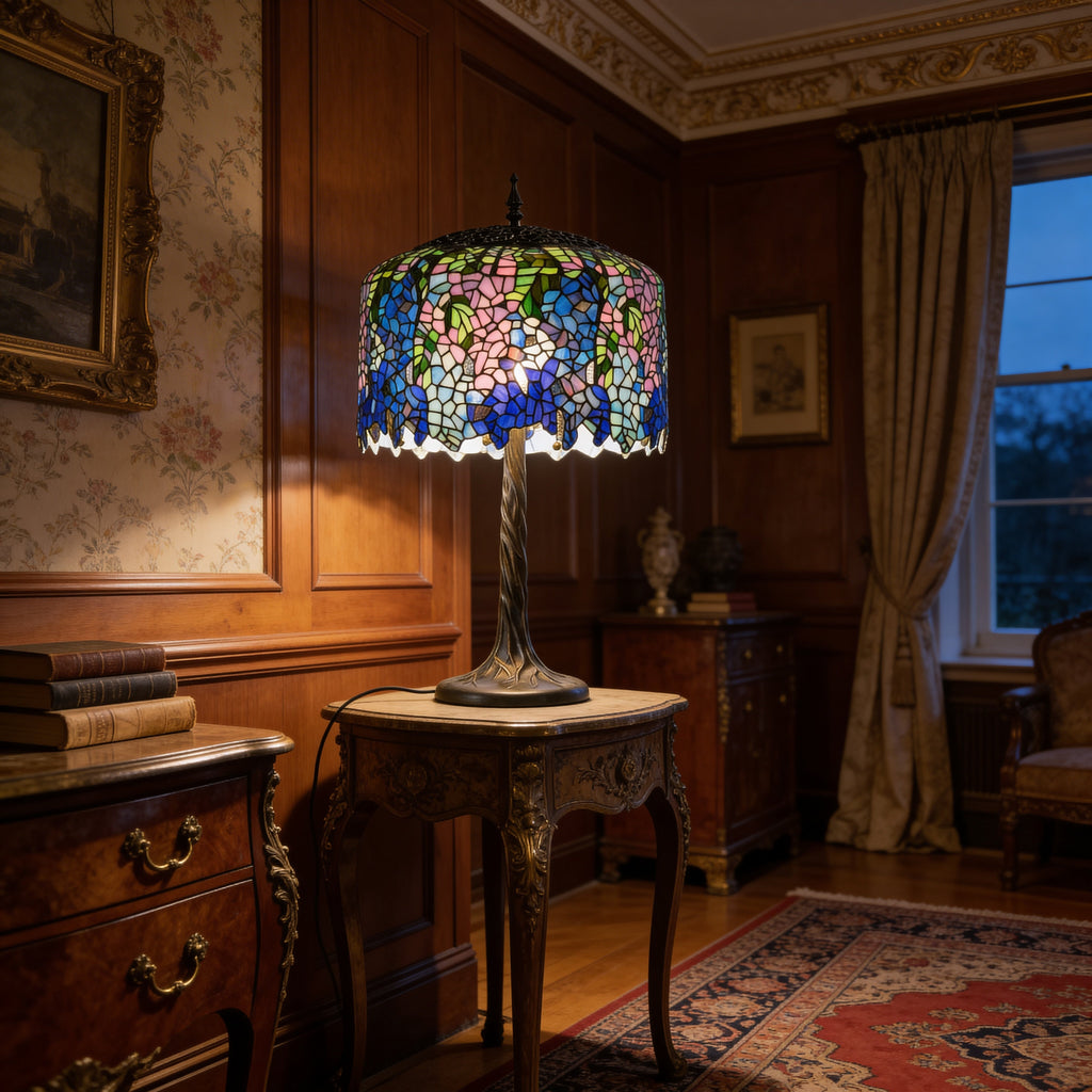Tiffany Table Lamp - Midnight Wisteria 18"