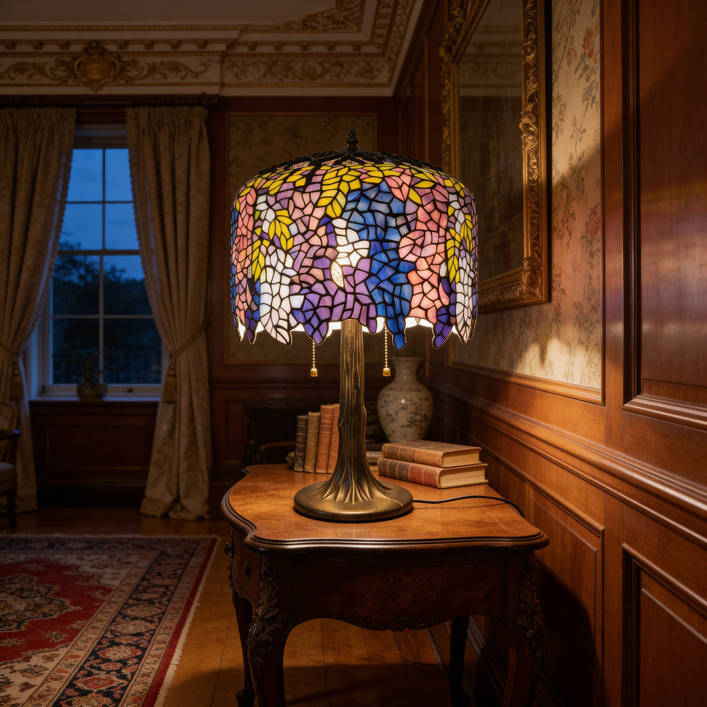 Tiffany Table Lamp - Wisteria Nightfall 14"