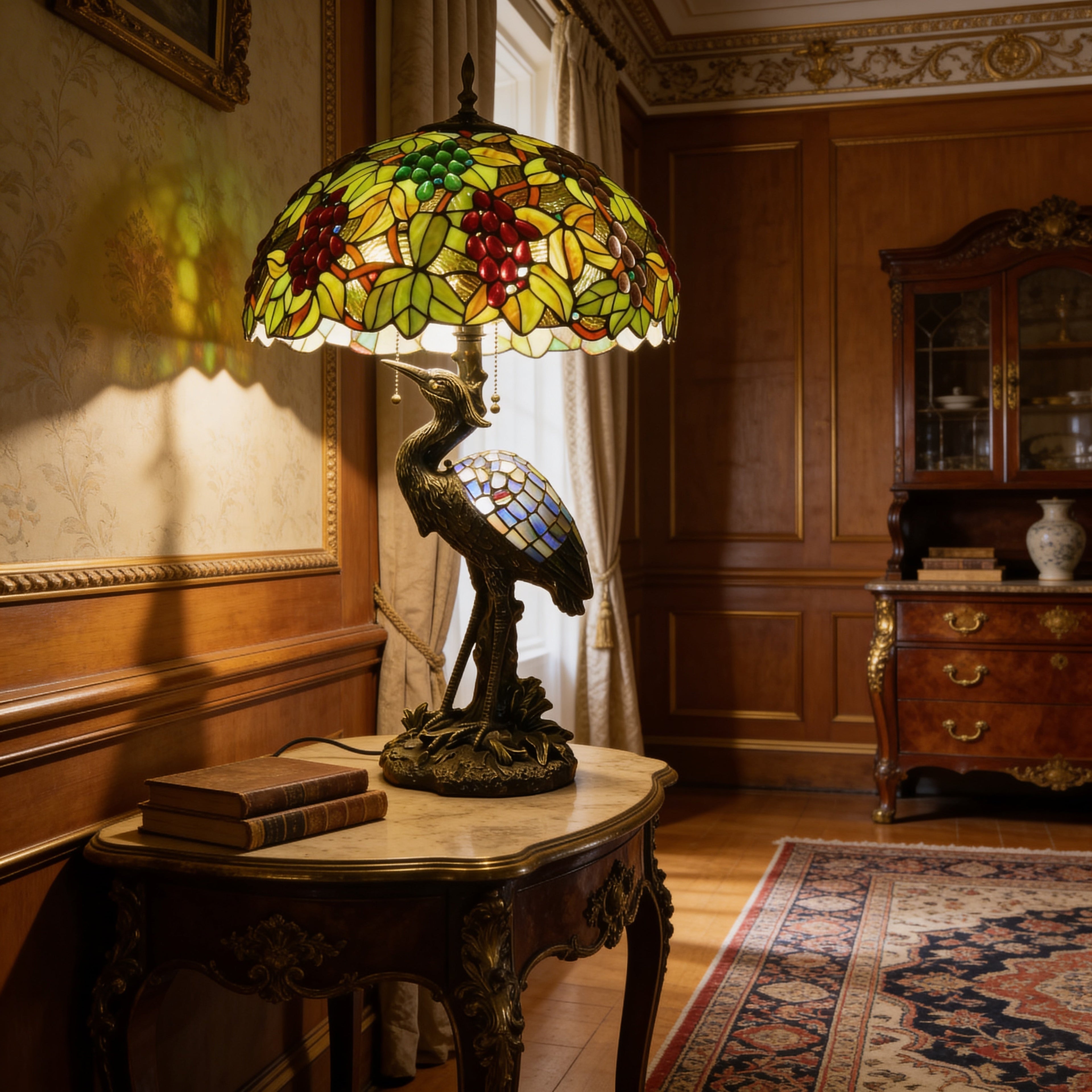 Tiffany Table Lamp - Vineyard Heron 20"