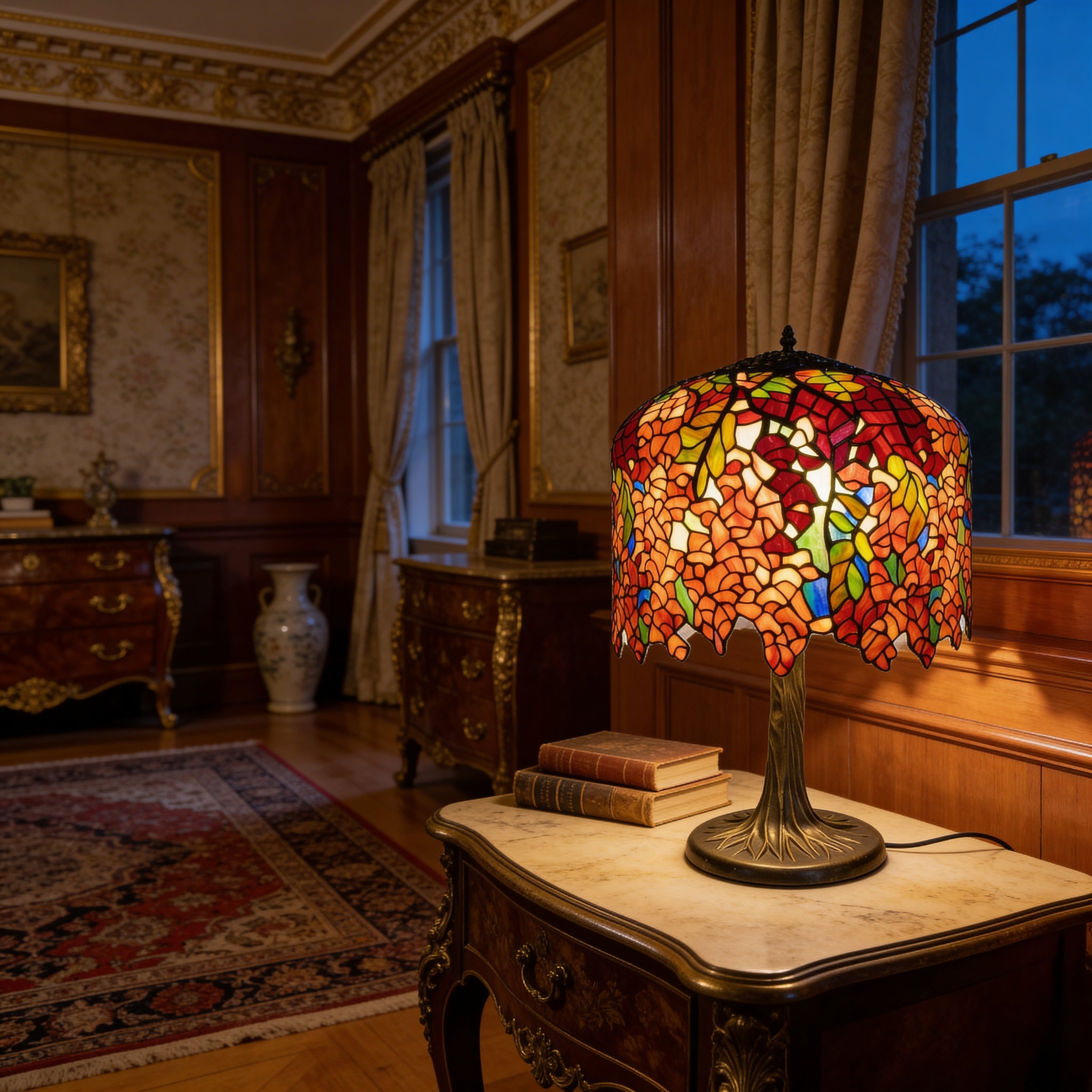 Tiffany Table Lamp - Crimson Maplefall 18"