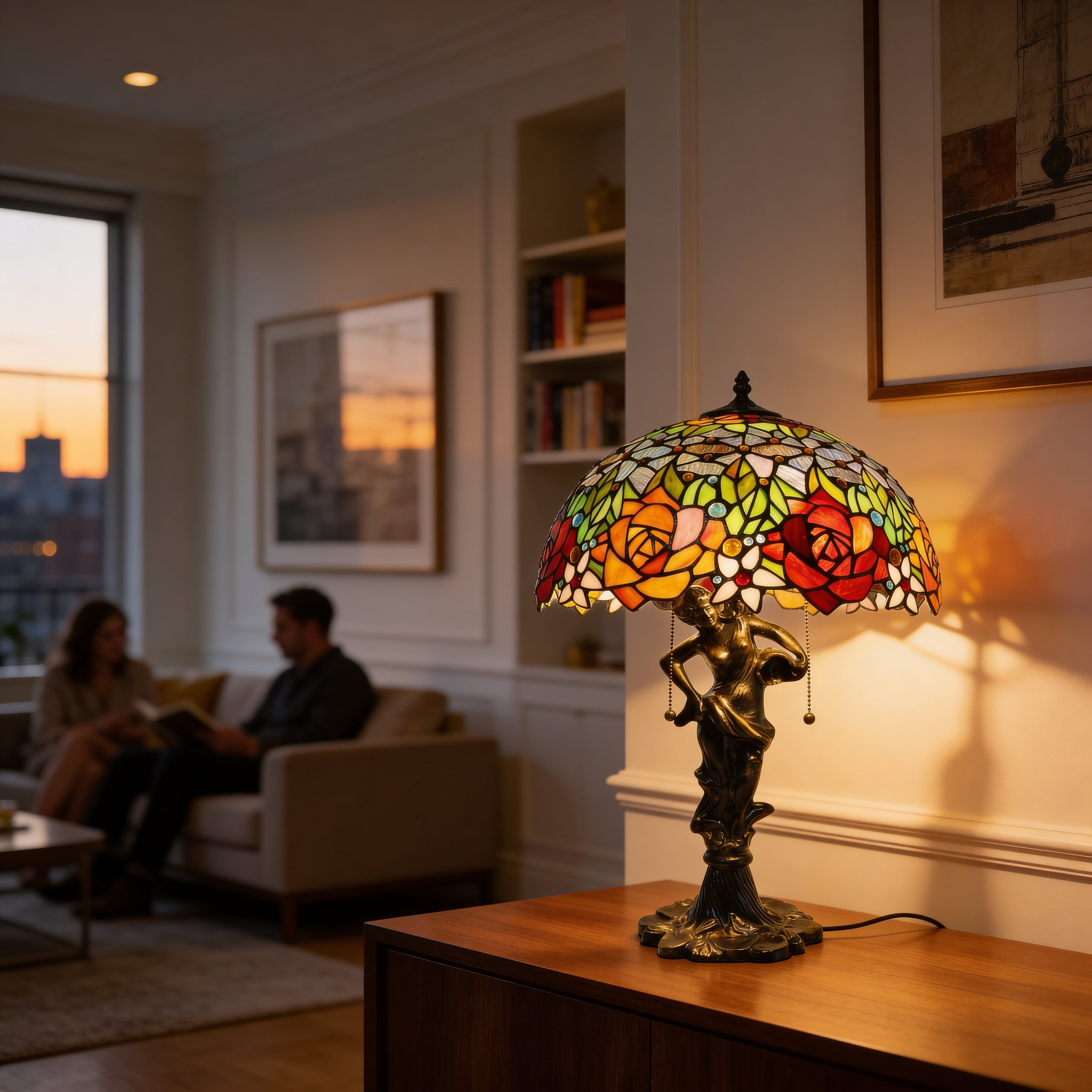 Tiffany Table Lamp - Rose Garden 16"