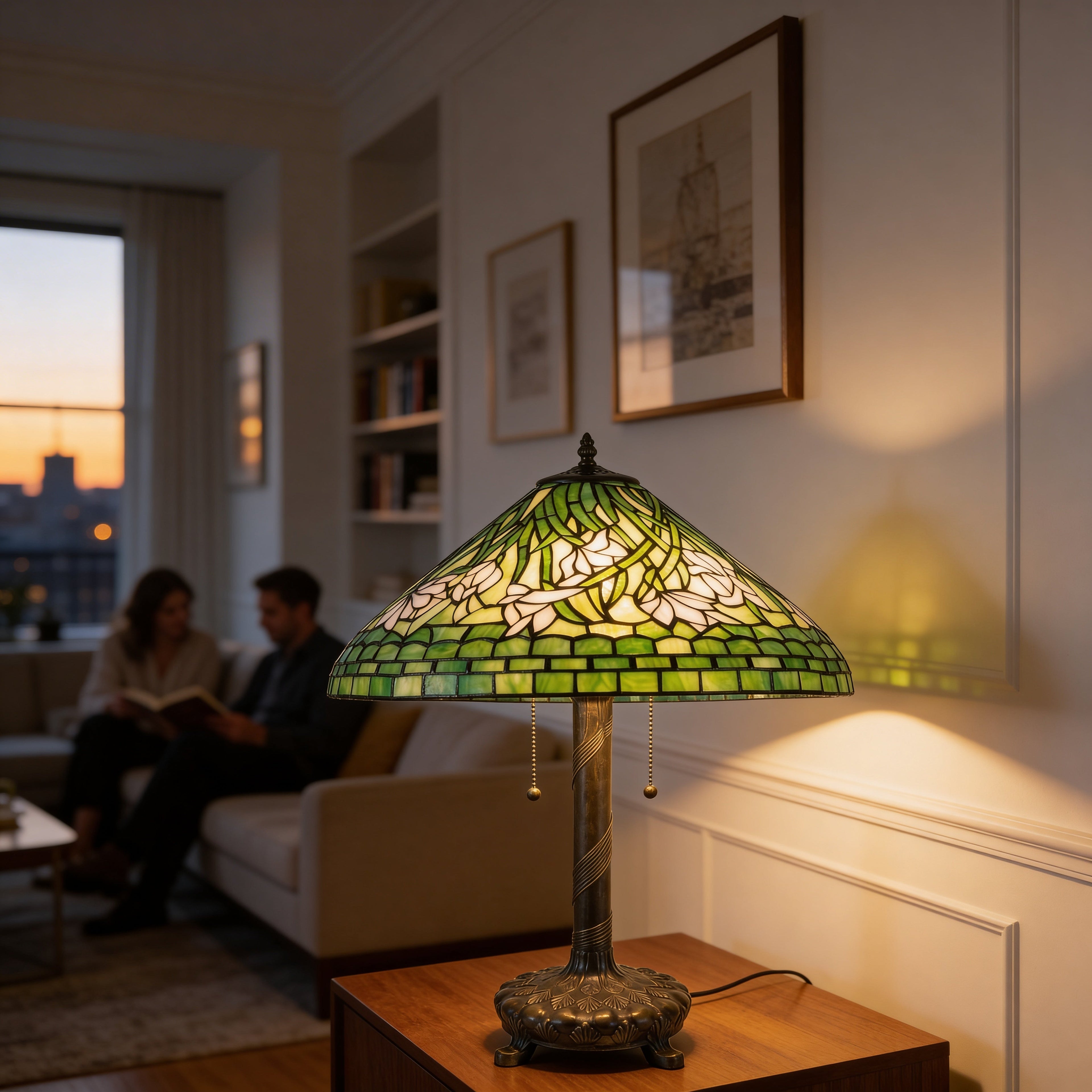 Tiffany Table Lamp - Green Vine 16"