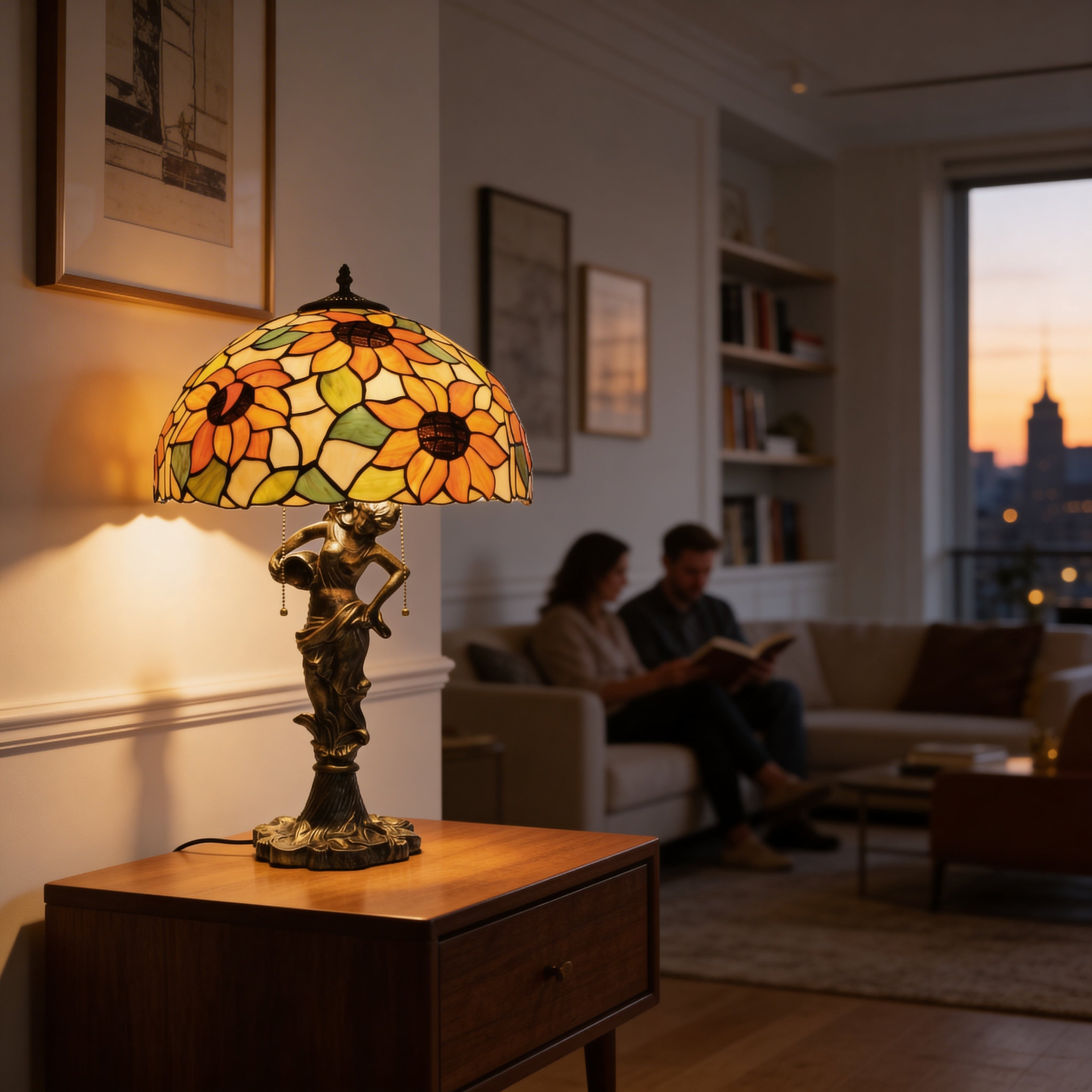 Tiffany Table Lamp - Sunburst Muse 16"