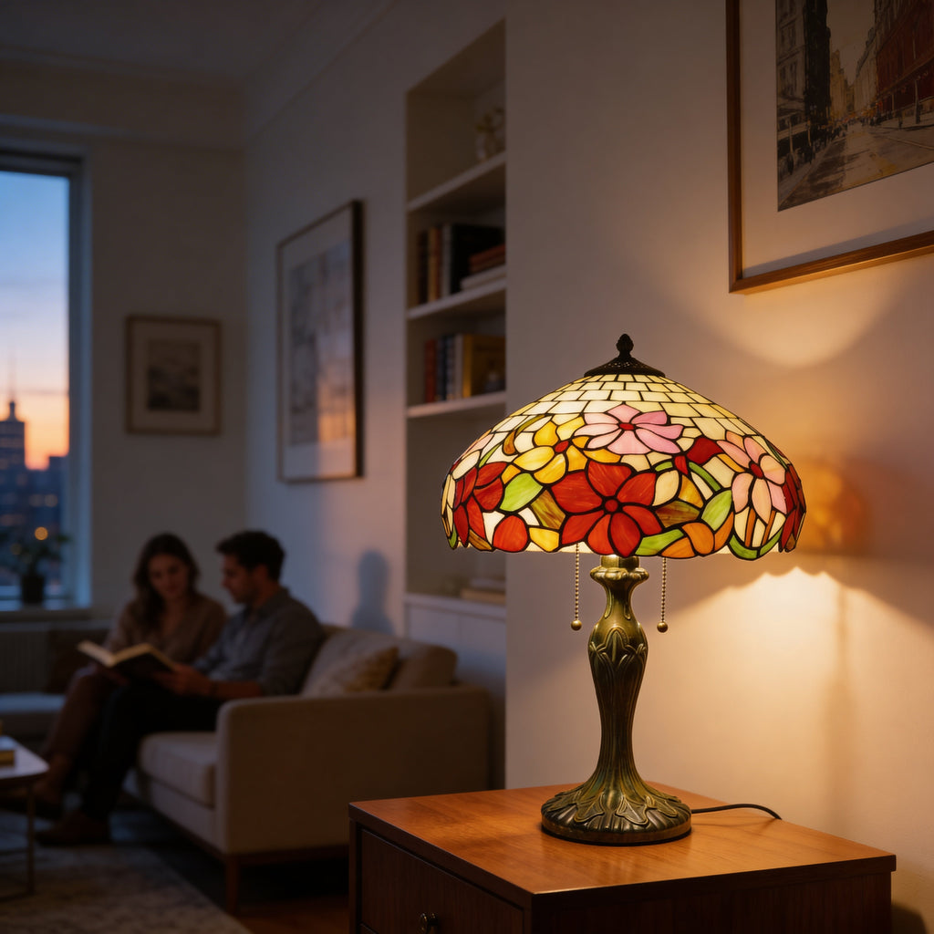 Tiffany Table Lamp - Autumn Bloom 16"