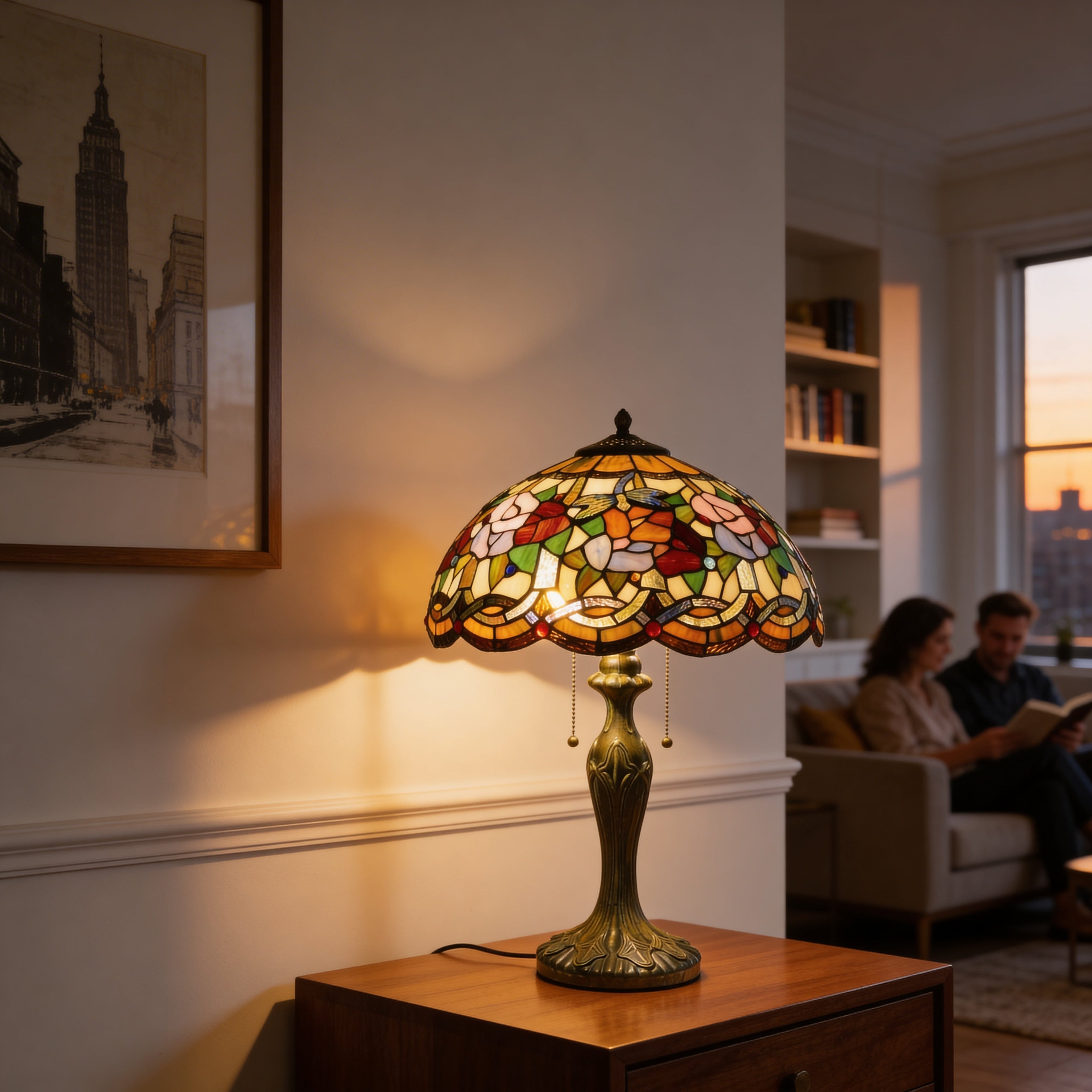 Tiffany Table Lamp - Rosewood Serenade 16"