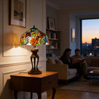 Tiffany Table Lamp - Rosewood Garden 16"