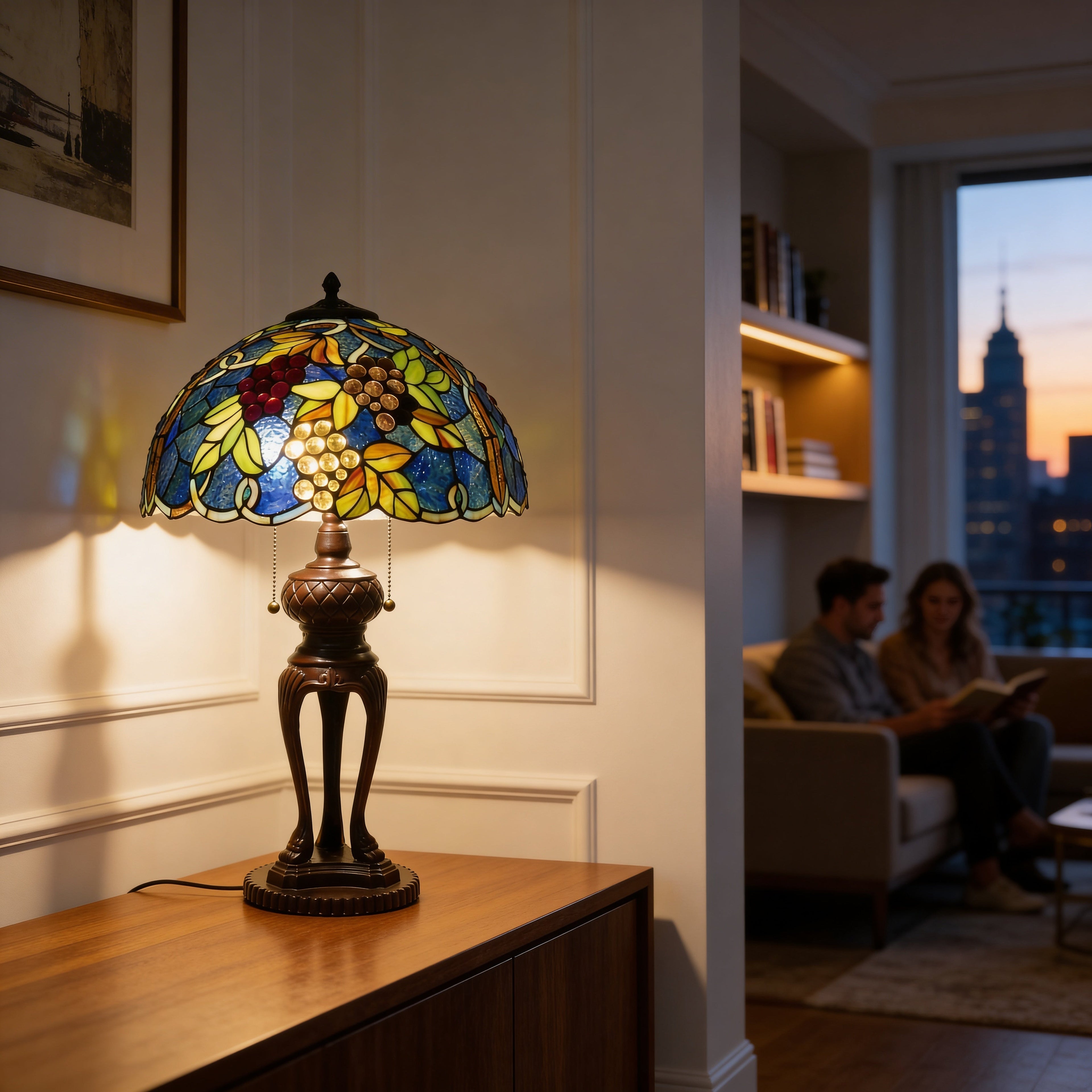 Tiffany Table Lamp - Midnight Vineyard 16"