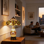 Tiffany Table Lamp - Amber Laurel 16"