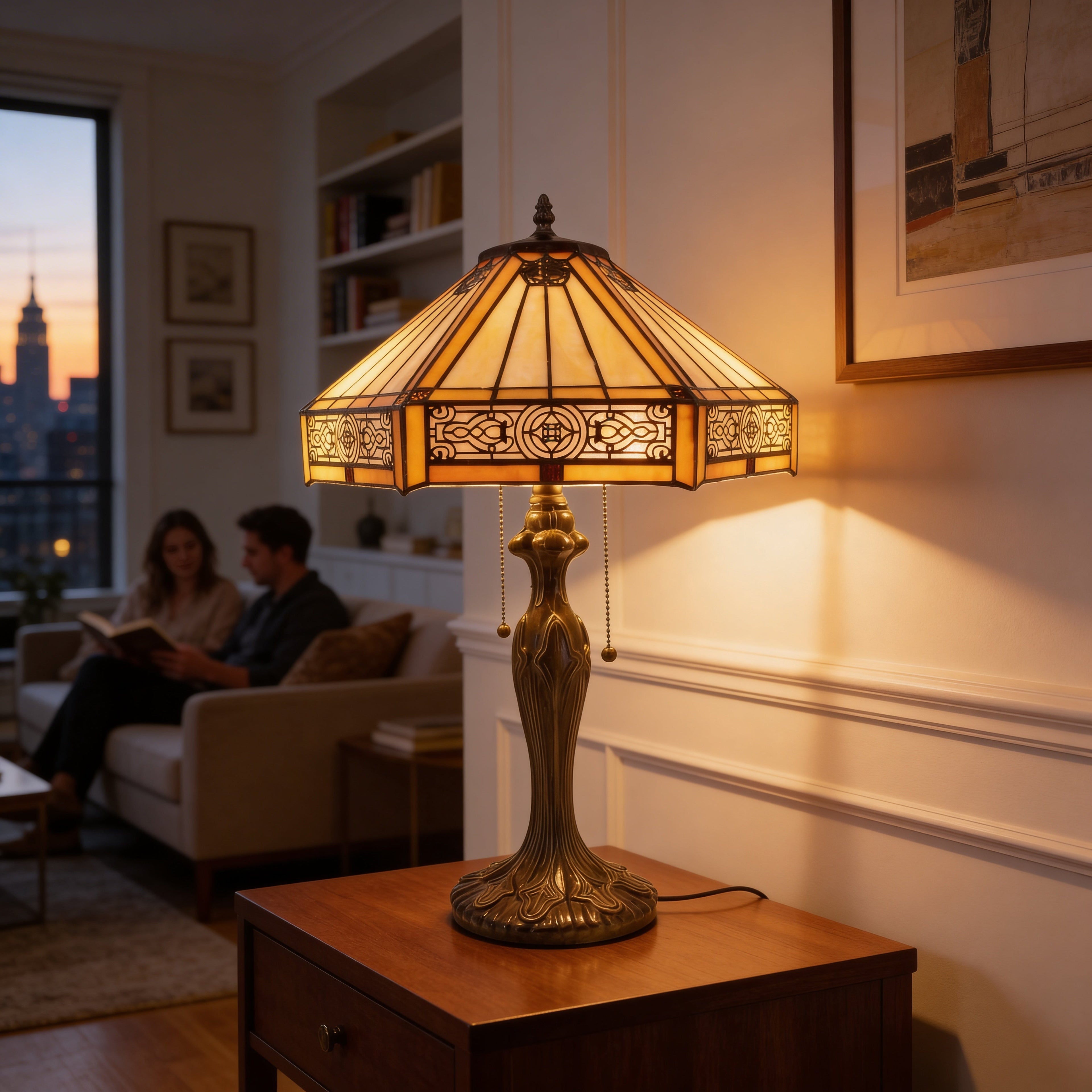 Tiffany Table Lamp - Golden Prairie 16"