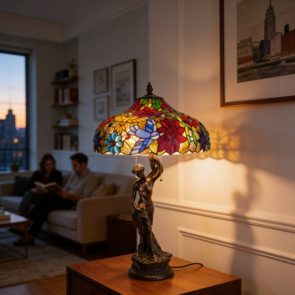 Tiffany Table Lamp - Petal Muse 18"