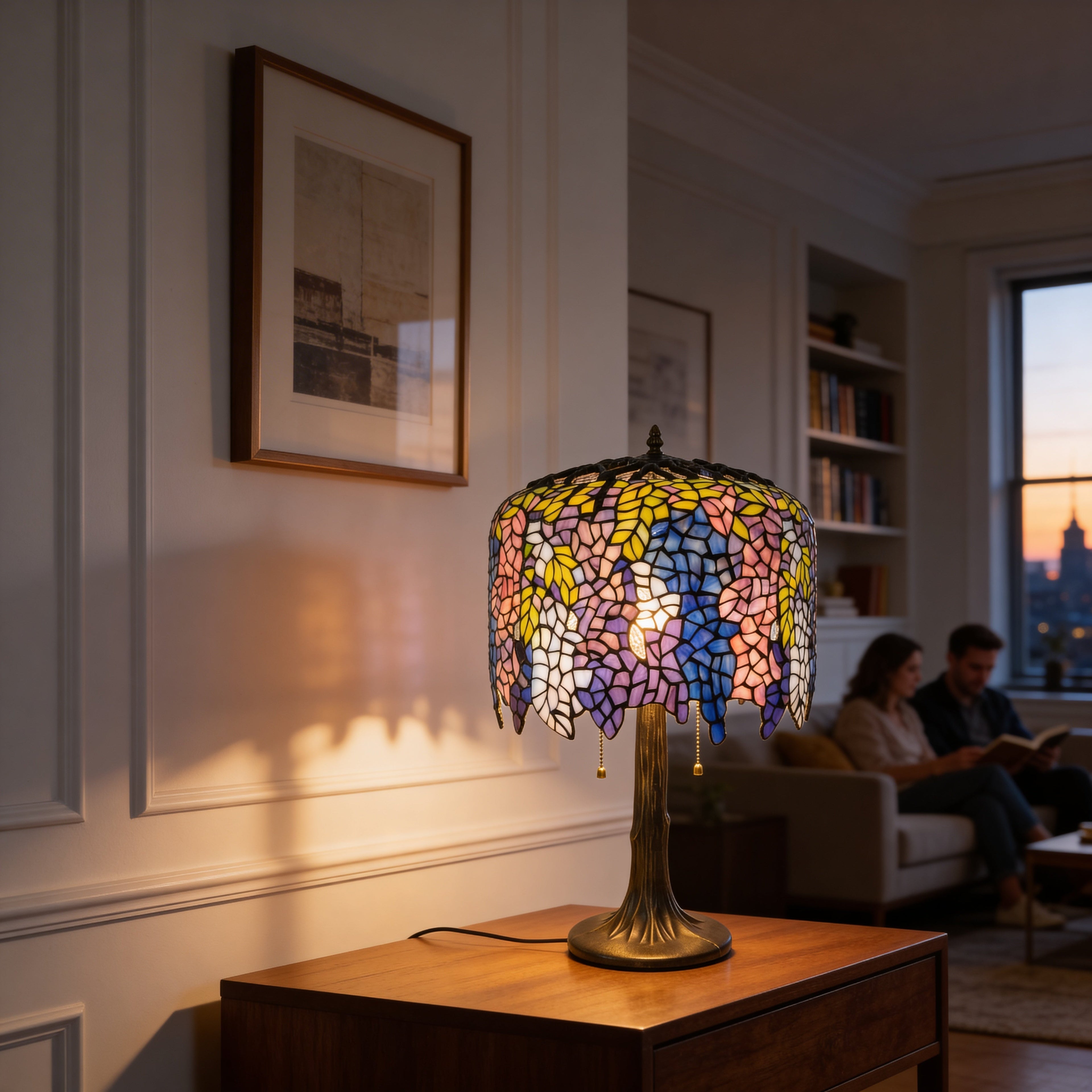 Tiffany Table Lamp - Wisteria Nightfall 14"