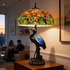 Tiffany Table Lamp - Amber Meadow Heron 20"