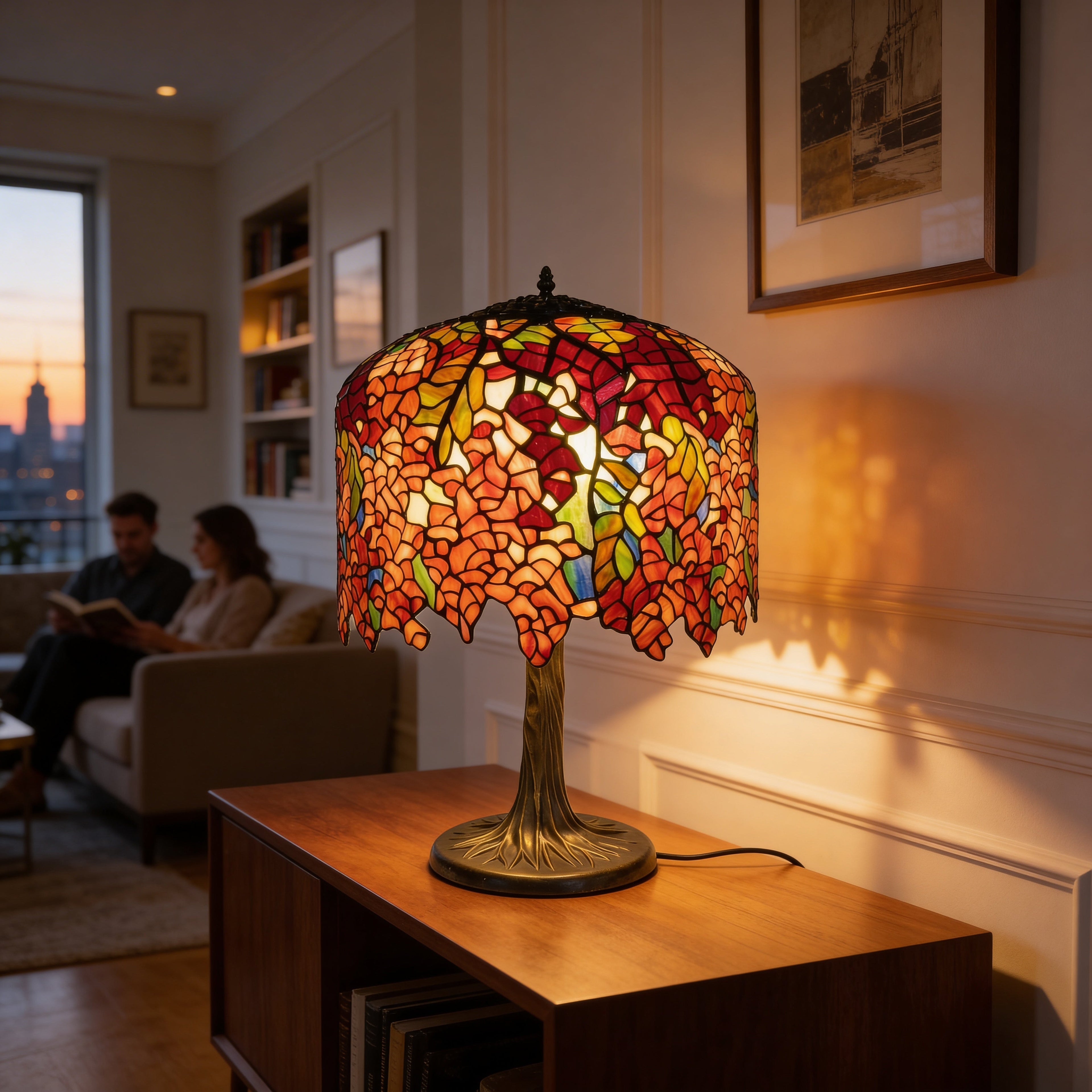 Tiffany Table Lamp - Crimson Maplefall 18"