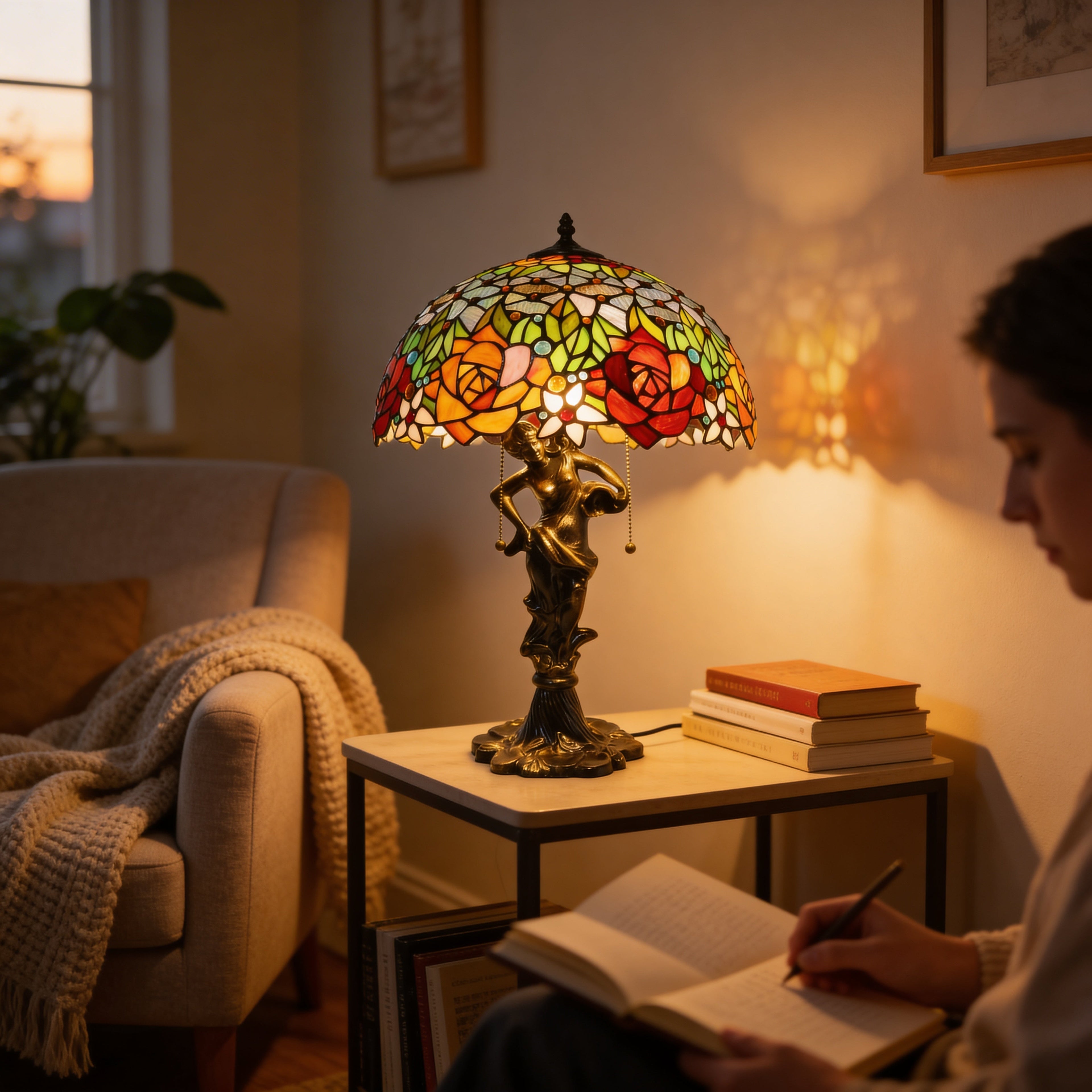 Tiffany Table Lamp - Rose Garden 16"