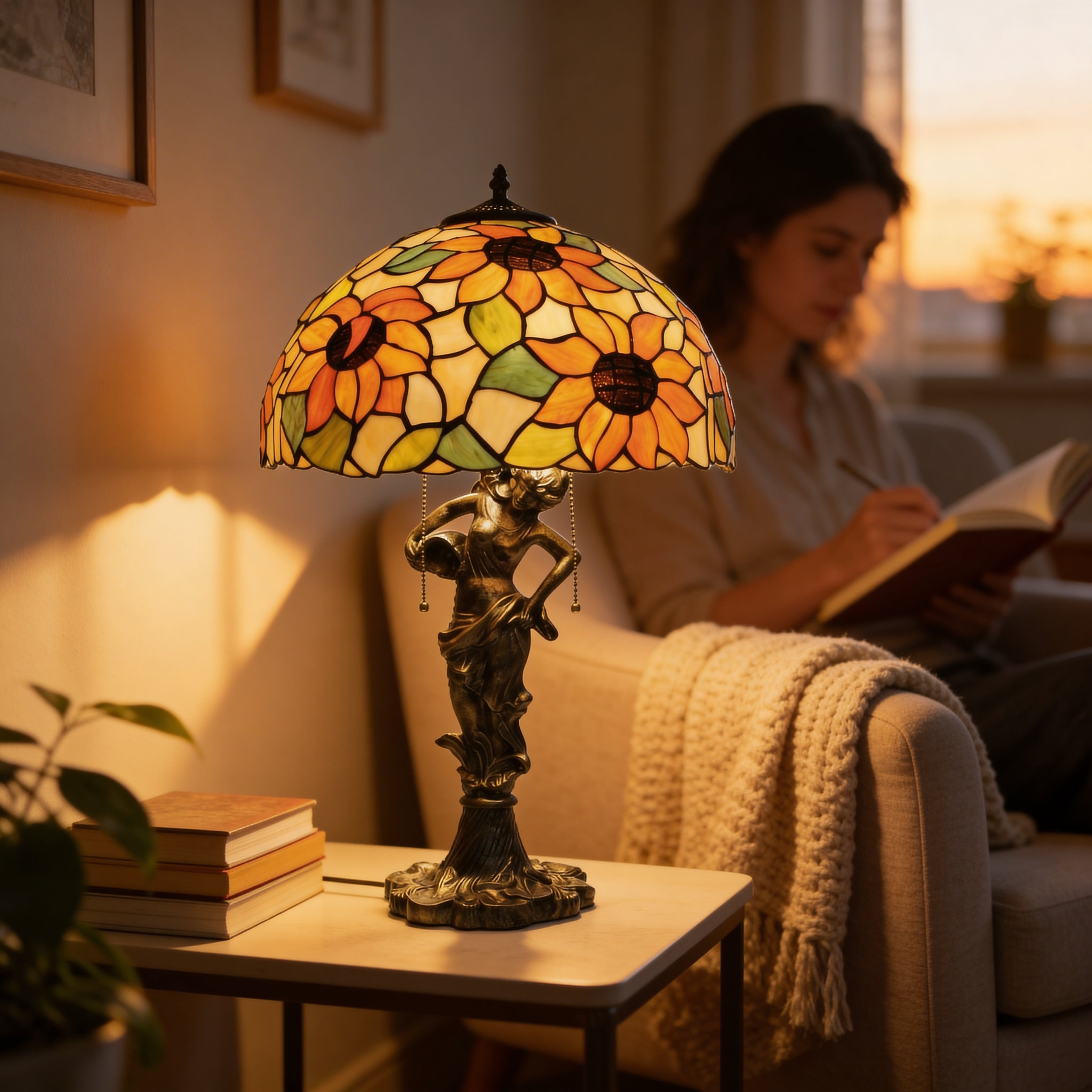 Tiffany Table Lamp - Sunburst Muse 16"