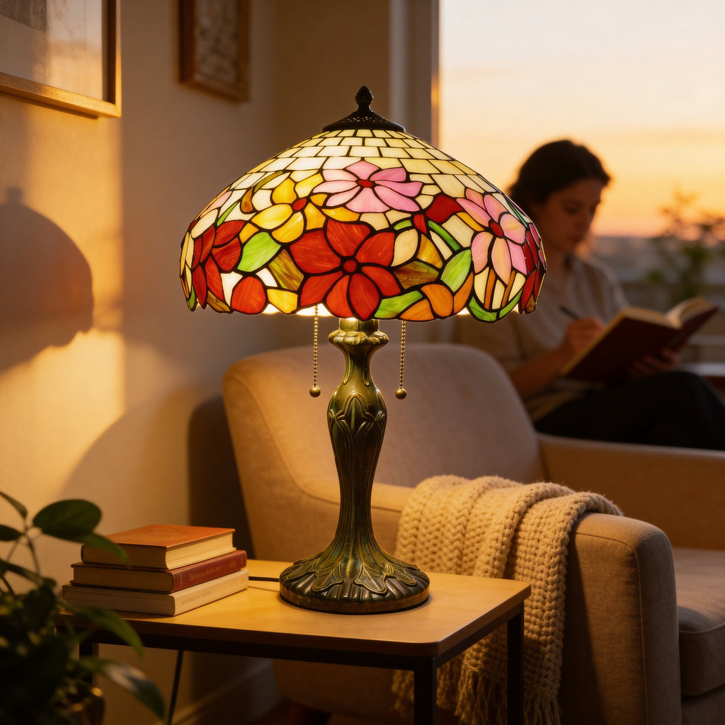 Tiffany Table Lamp - Autumn Bloom 16"