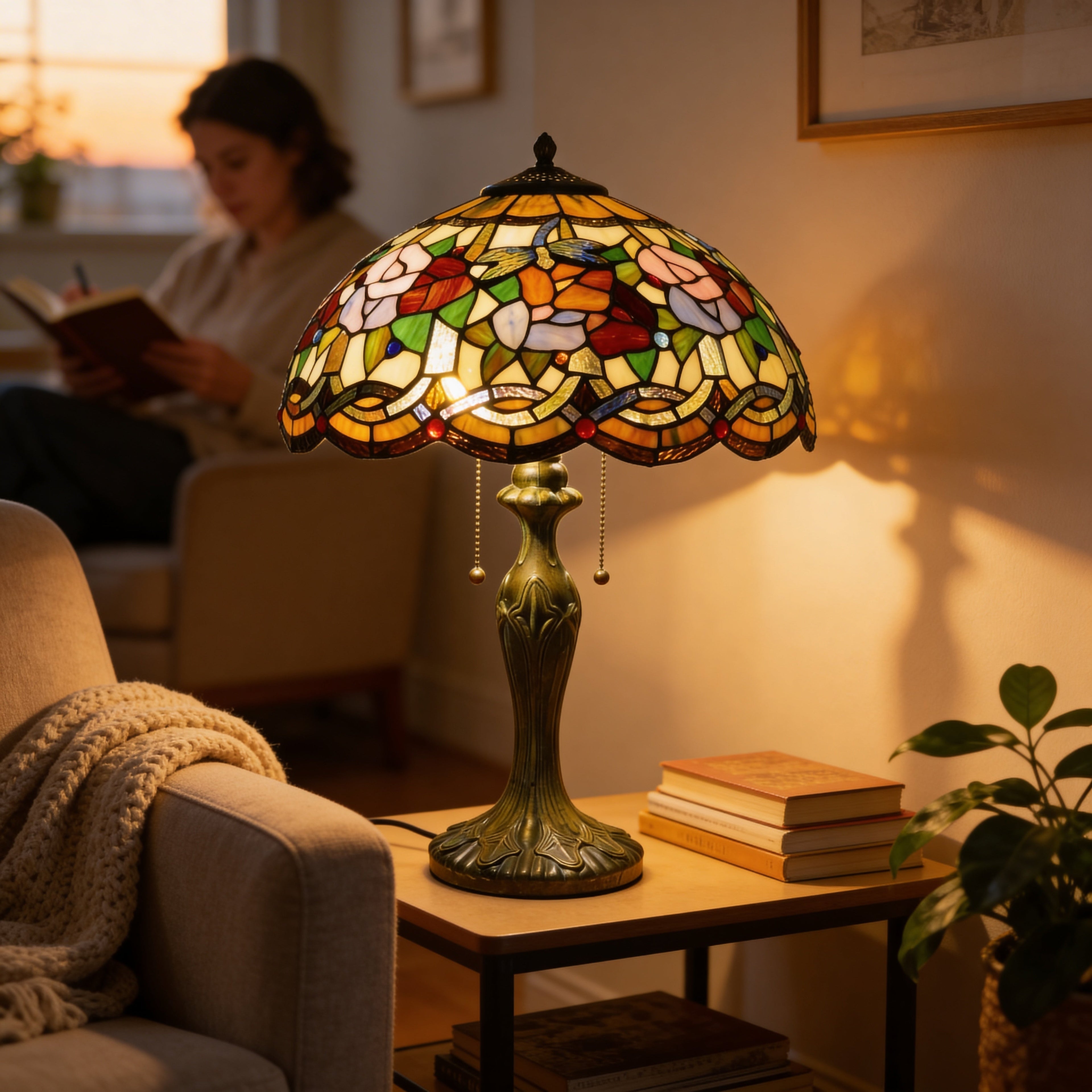Tiffany Table Lamp - Rosewood Serenade 16"