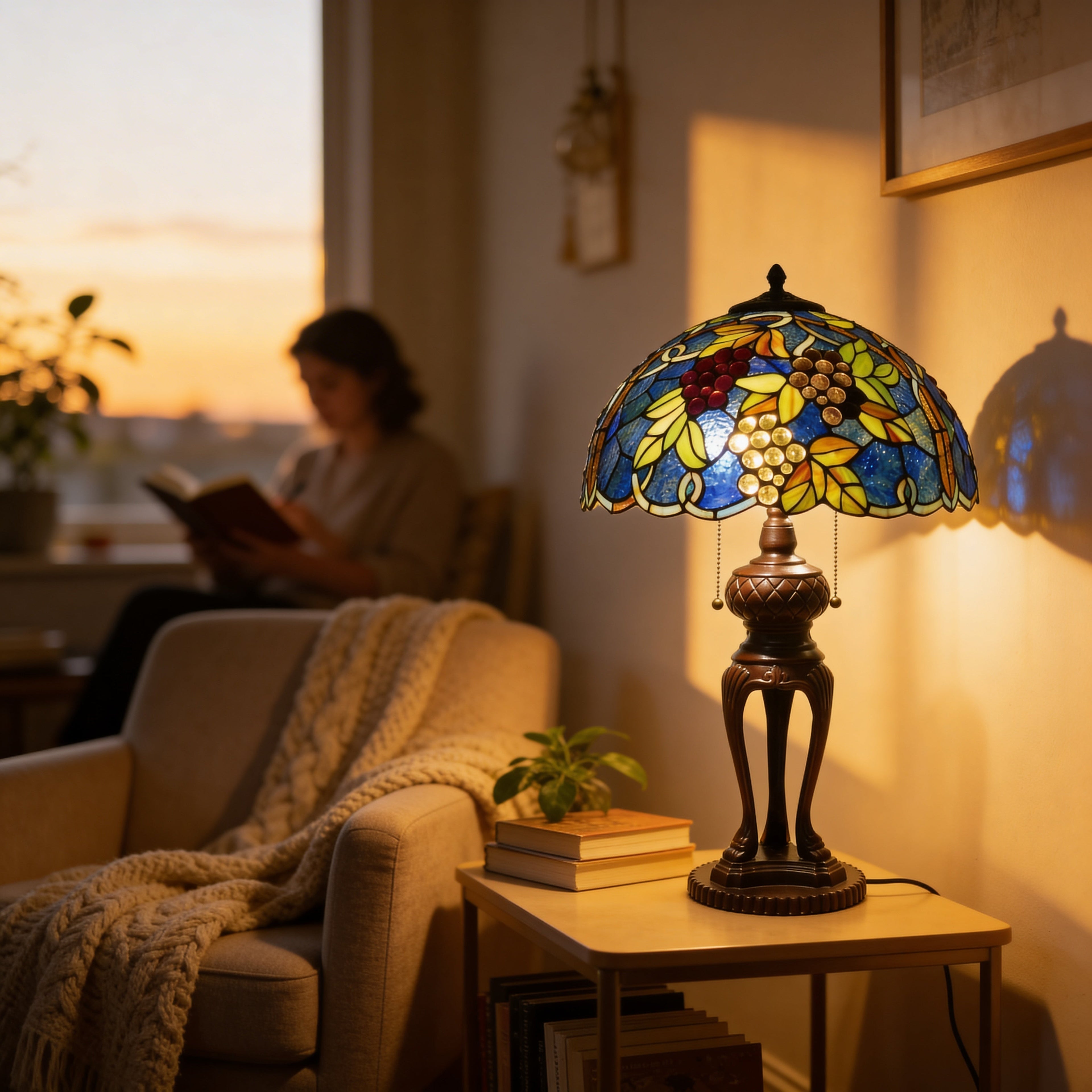 Tiffany Table Lamp - Midnight Vineyard 16"