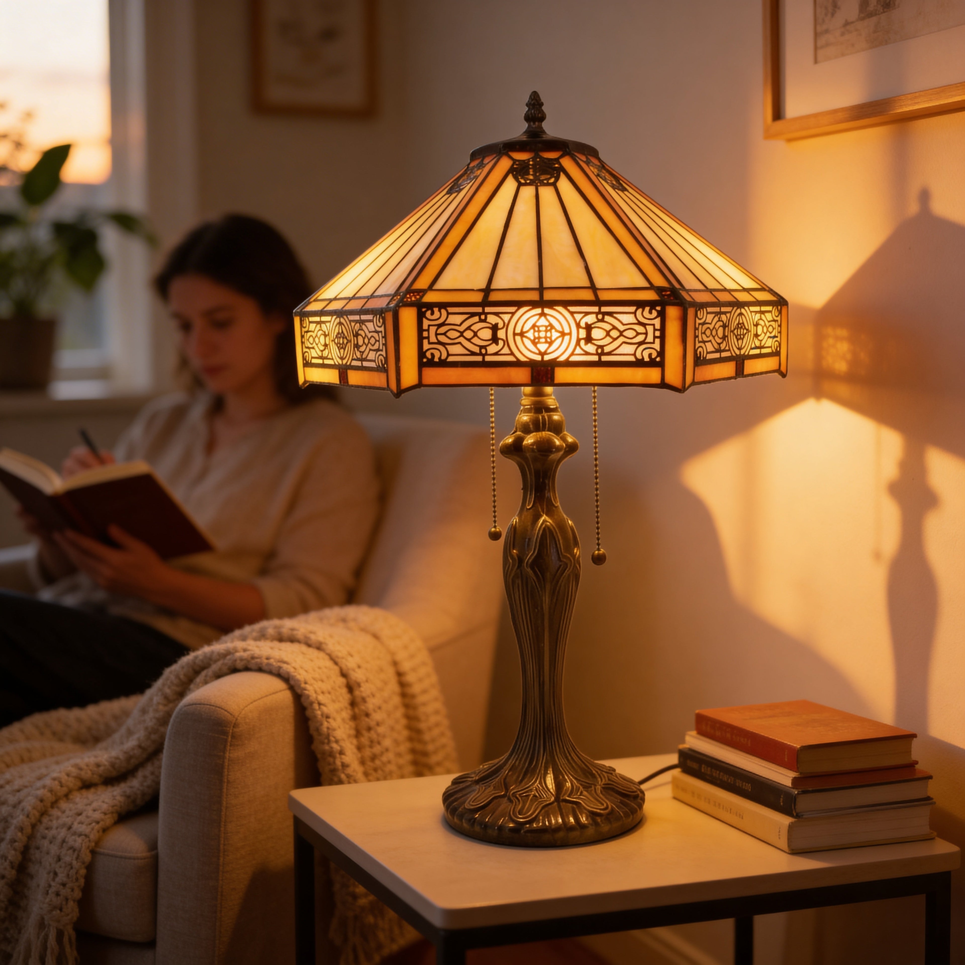 Tiffany Table Lamp - Golden Prairie 16"