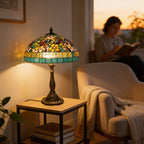 Tiffany Table Lamp - Emerald Dragonfly 18"