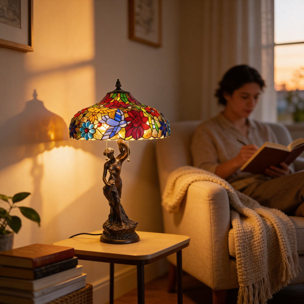 Tiffany Table Lamp - Petal Muse 18"