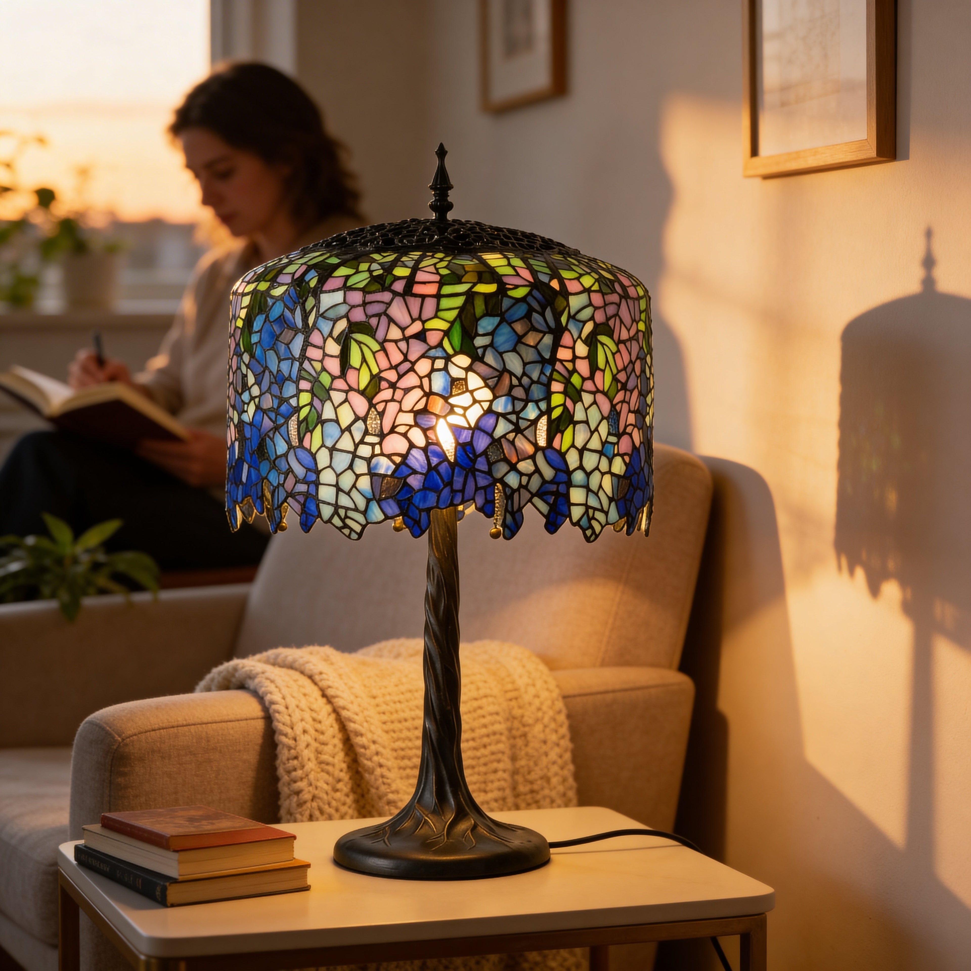 Tiffany Table Lamp - Midnight Wisteria 18"