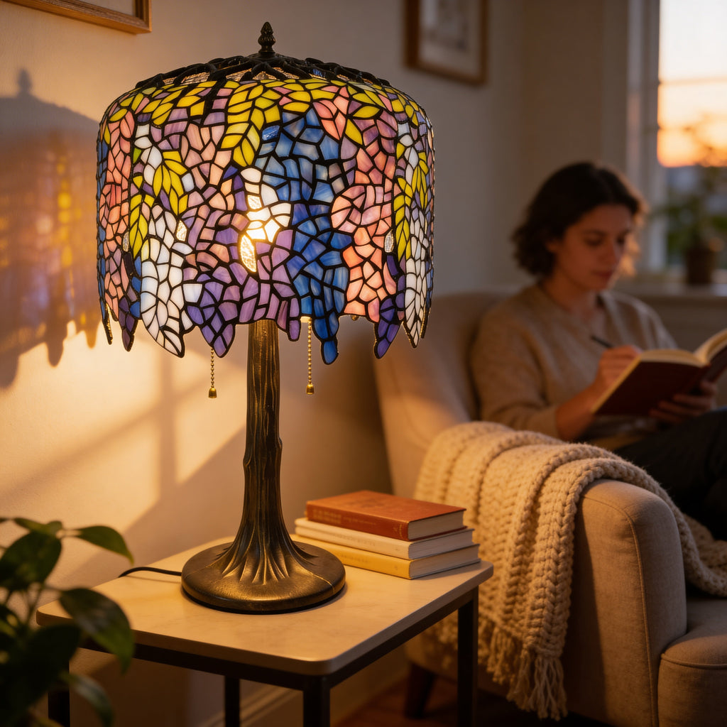 Tiffany Table Lamp - Wisteria Nightfall 14"