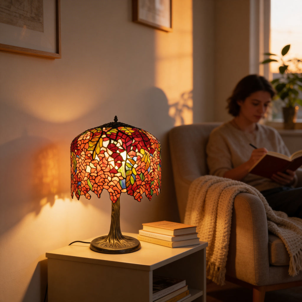 Tiffany Table Lamp - Crimson Maplefall 18"