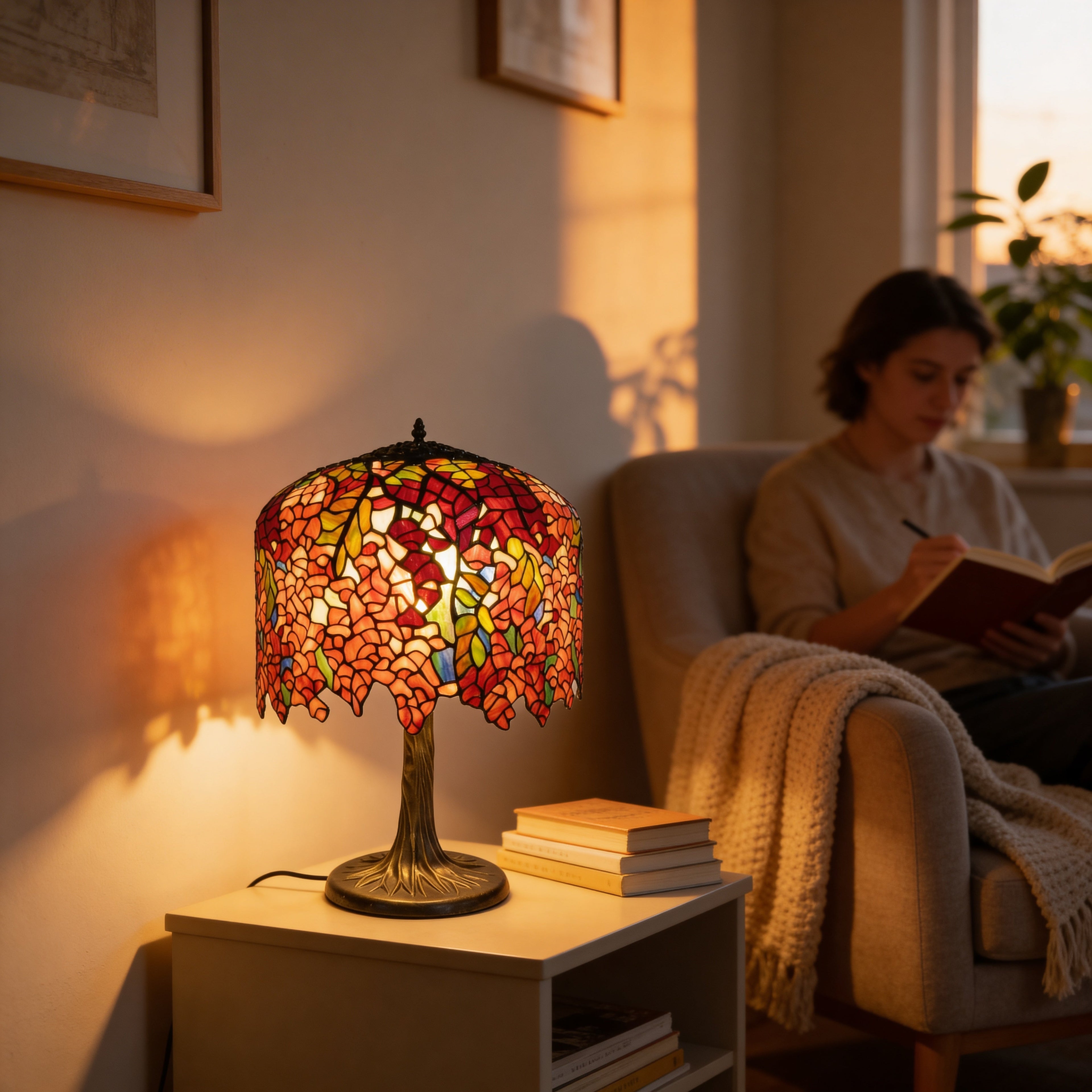 Tiffany Table Lamp - Crimson Maplefall 18"