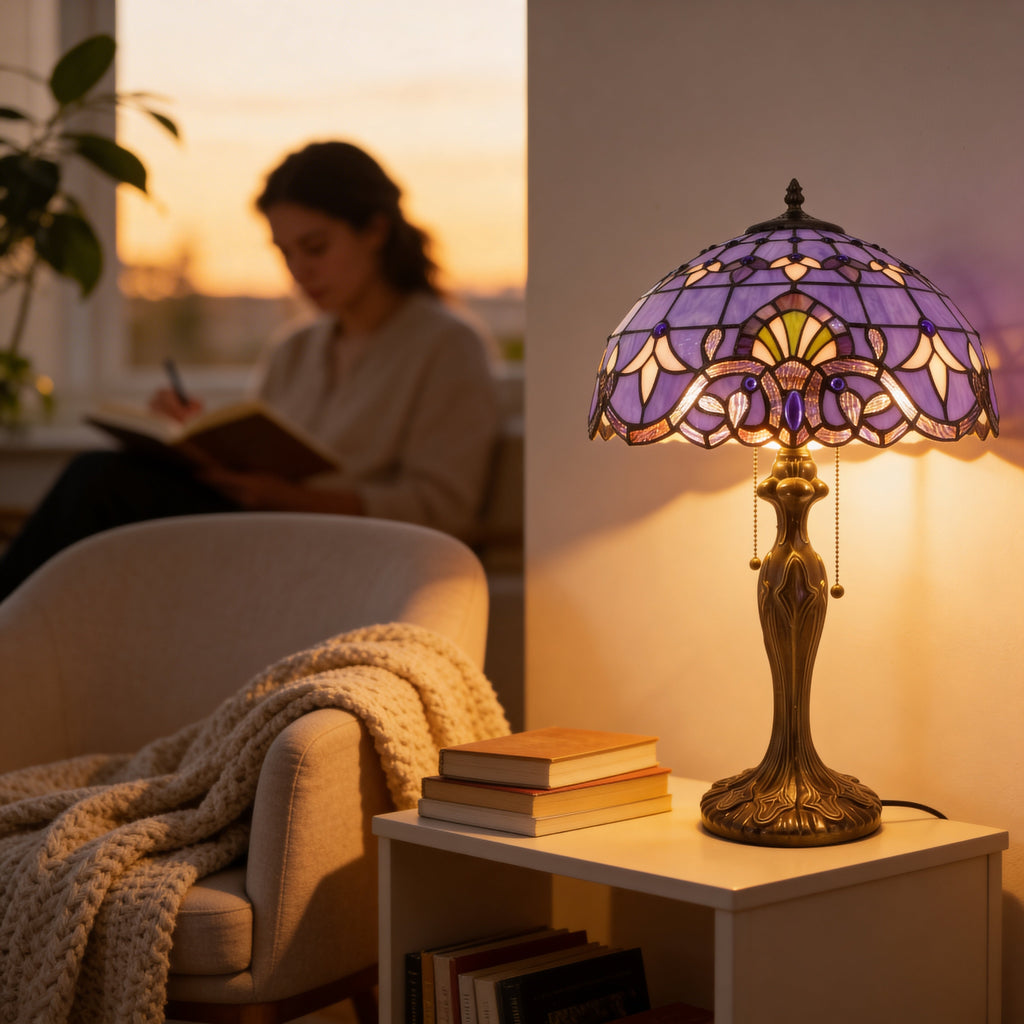 Tiffany Table Lamp - Amethyst 16"