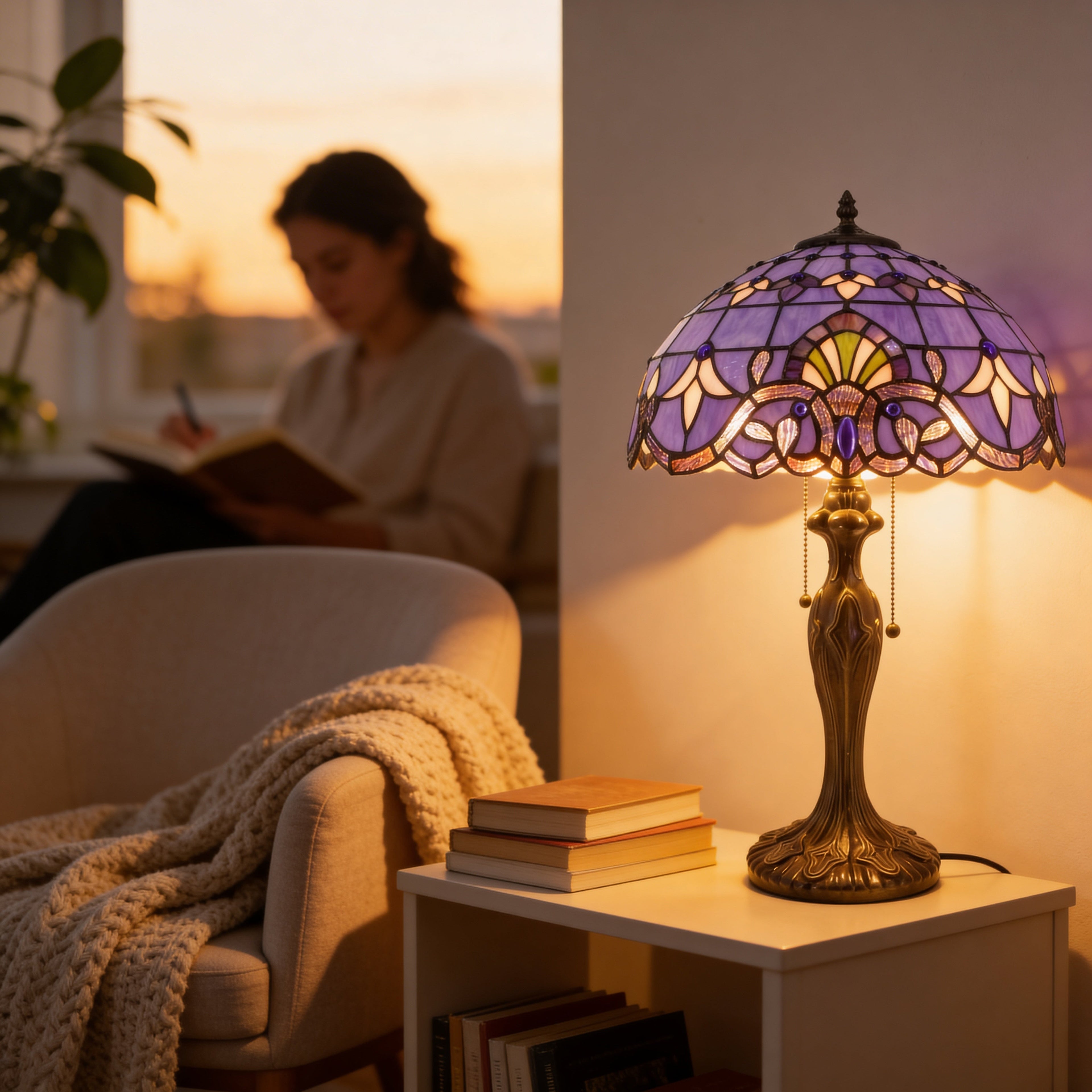 Tiffany Table Lamp - Amethyst 16"