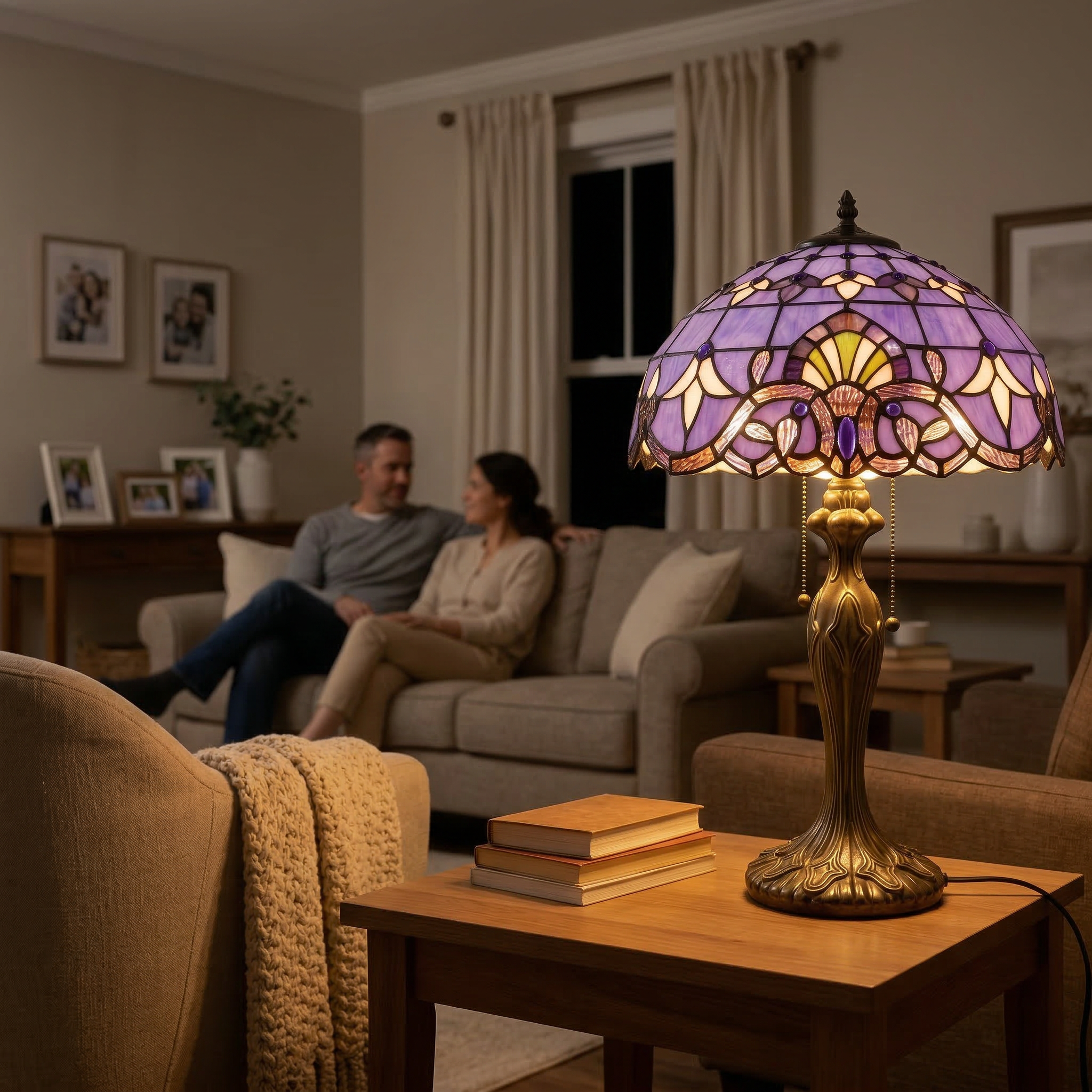 Tiffany Table Lamp - Amethyst 16"