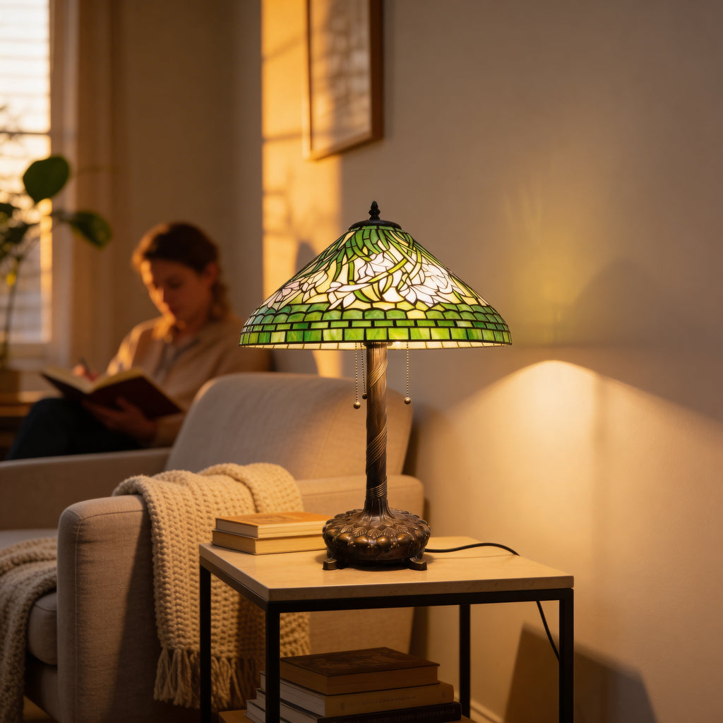 Tiffany Table Lamp - Verdant Lilyglow 20"
